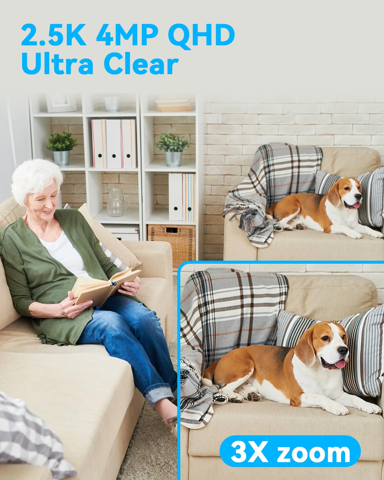 Chzhvan Camera For Home Security Indoor, Pan & Tilt, Cry Detection For Baby, 2.5K 4Mp Qhd, Night Vision, Motion Detection & Trac