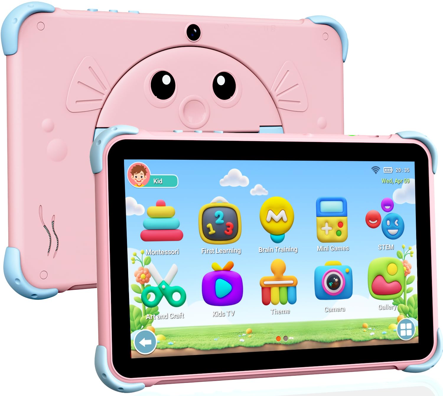 YINOCHE Kids Tablet 10 inch Tablet for Kids Toddlers, 32G Android Kids Tablets with Case, WiFi, Parental Control, Dual Camera, B