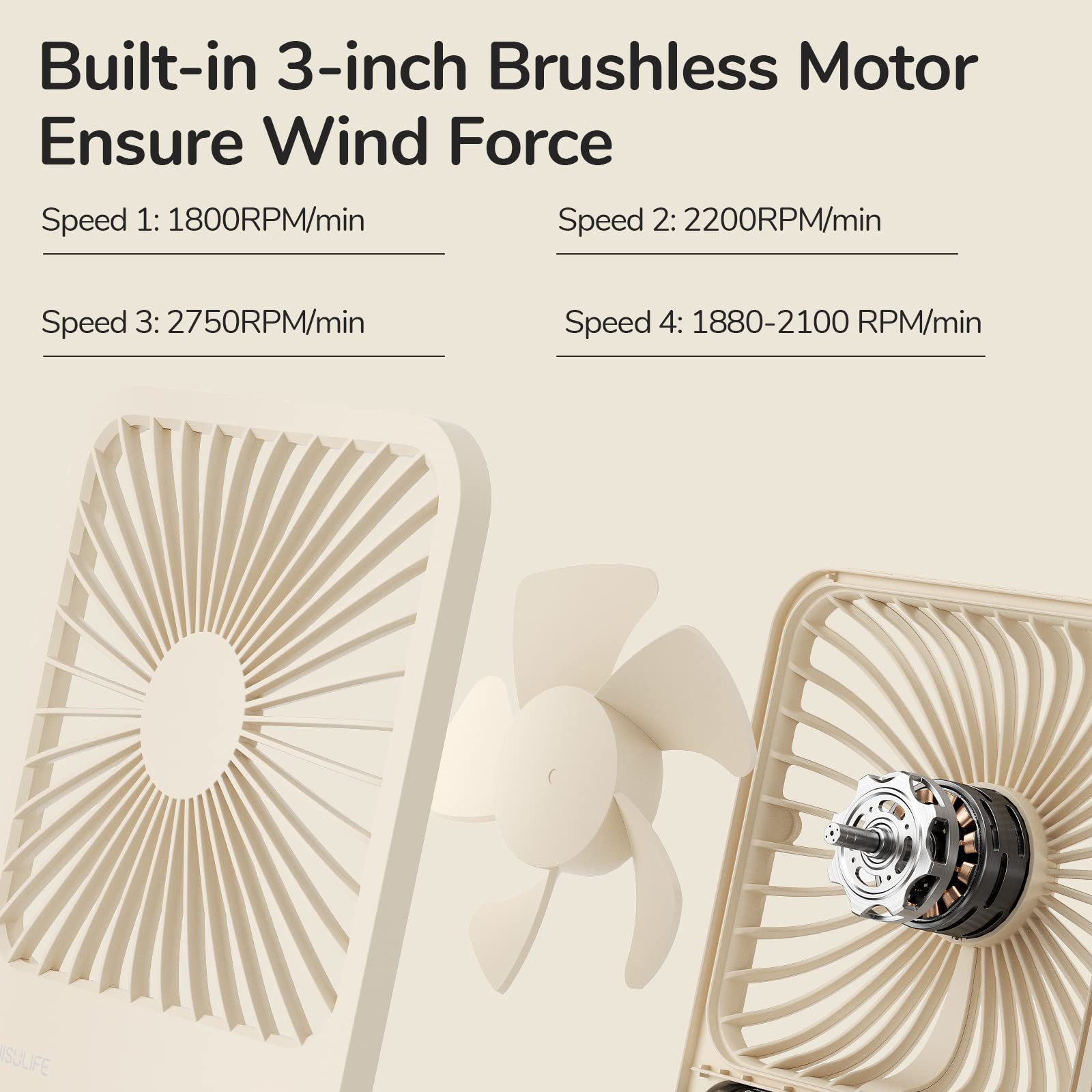 Jisulife Desk Fan Battery Operated Small Fan,180 Foldable Portable Fan, 4 Speeds Adjustable Ultra Quiet For Home Office Travel O