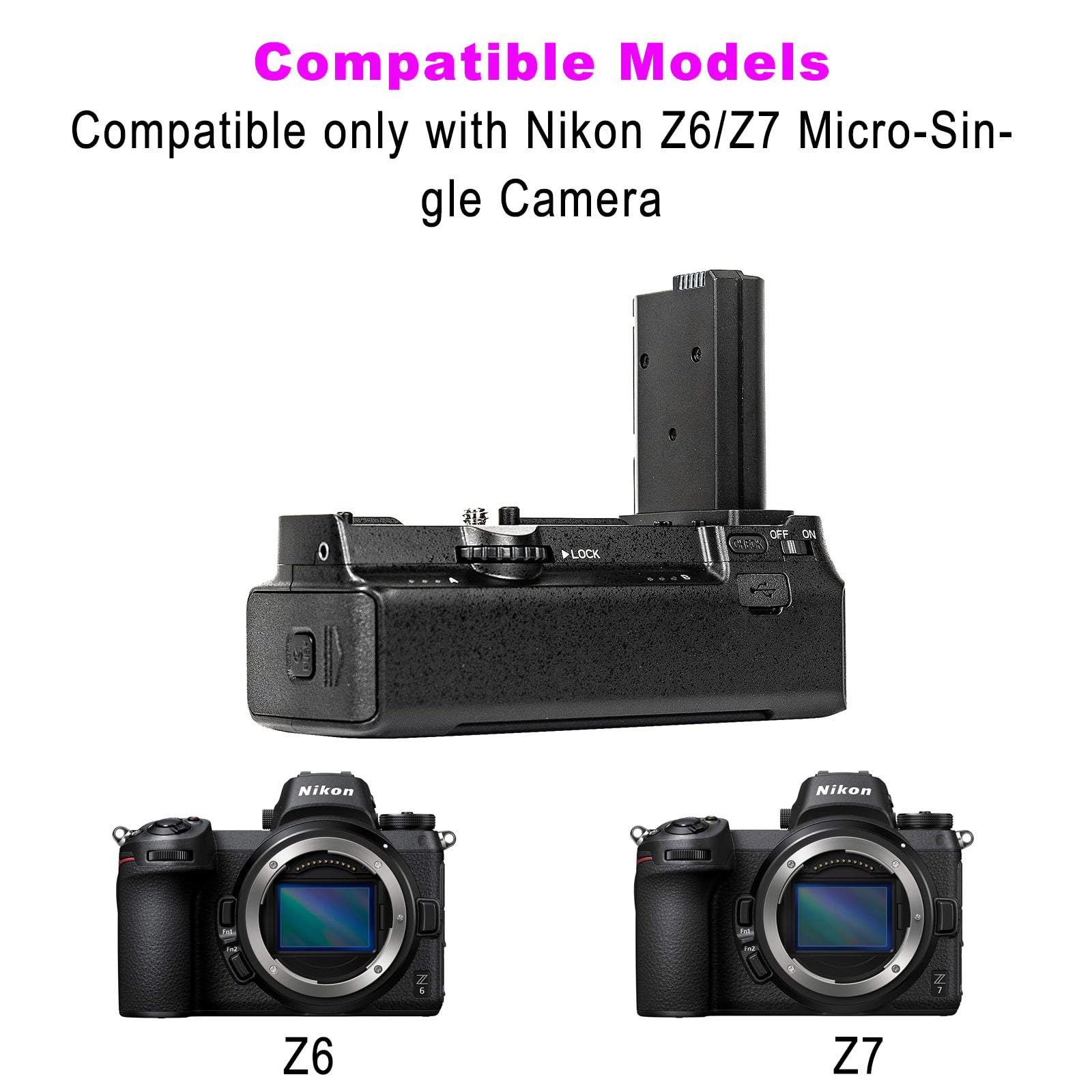 Happypopo Battery Grip For Nikon Z6/Z7 Micro Single Camera, Replacement For Original Mb N10 Battery Grip,Used To Replace 2 Nikon
