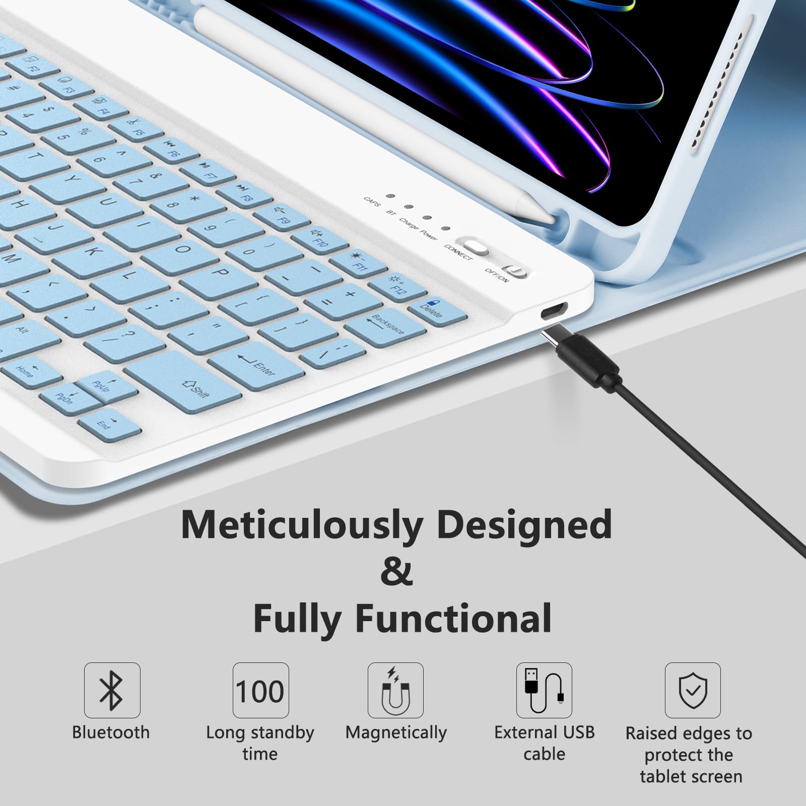 Mmk Ipad Pro 11 Inch 4Th 3Rd Gen Case With Keyboard, Ipad Air 5Th 4Th 10.9 Inch & Ipad Air 11 Inch (M2) 2024 Keyboard Case, Deta