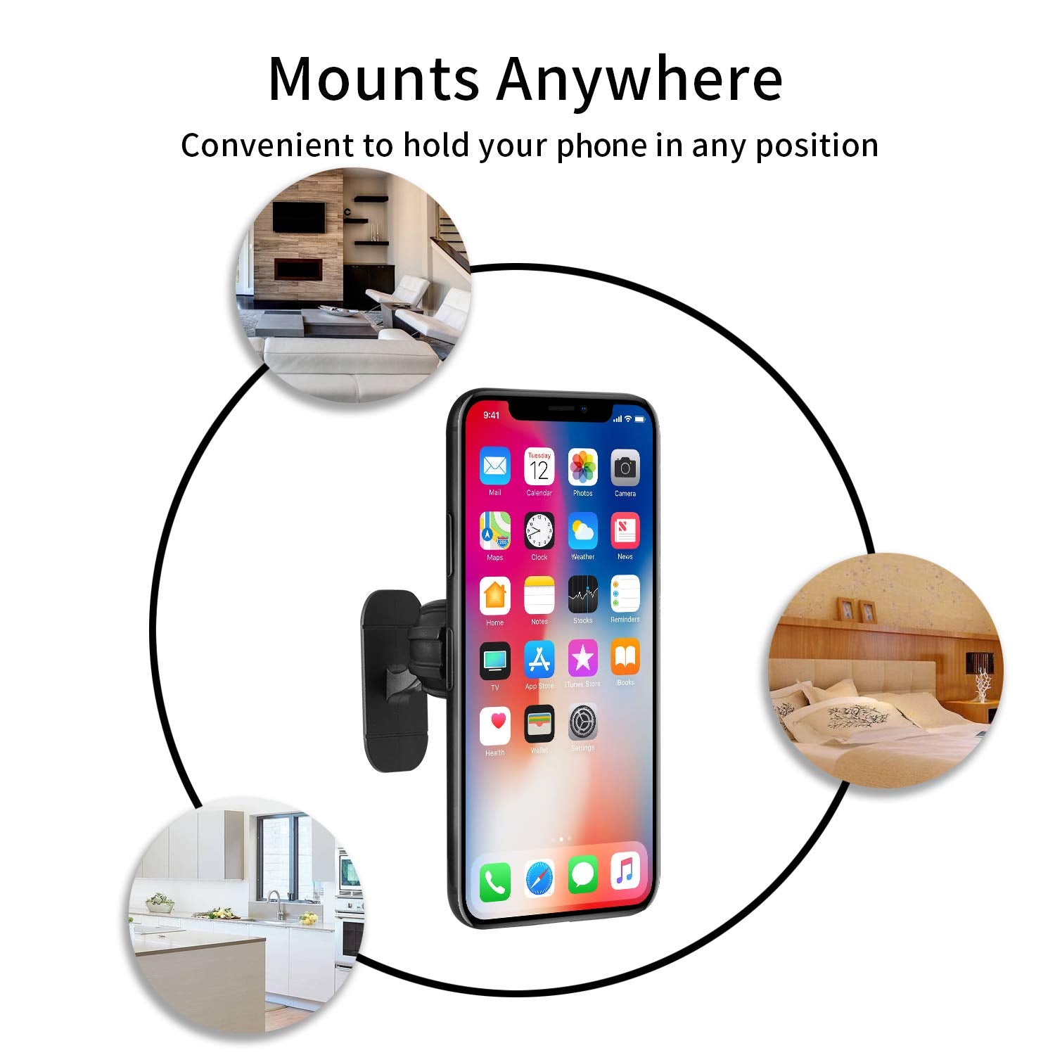 Kswng Universal Air Vent Car Mount And Dashboard Sticker Holder 360 Rotation Clip Car Mount Phone Holder With Adjustable Switch