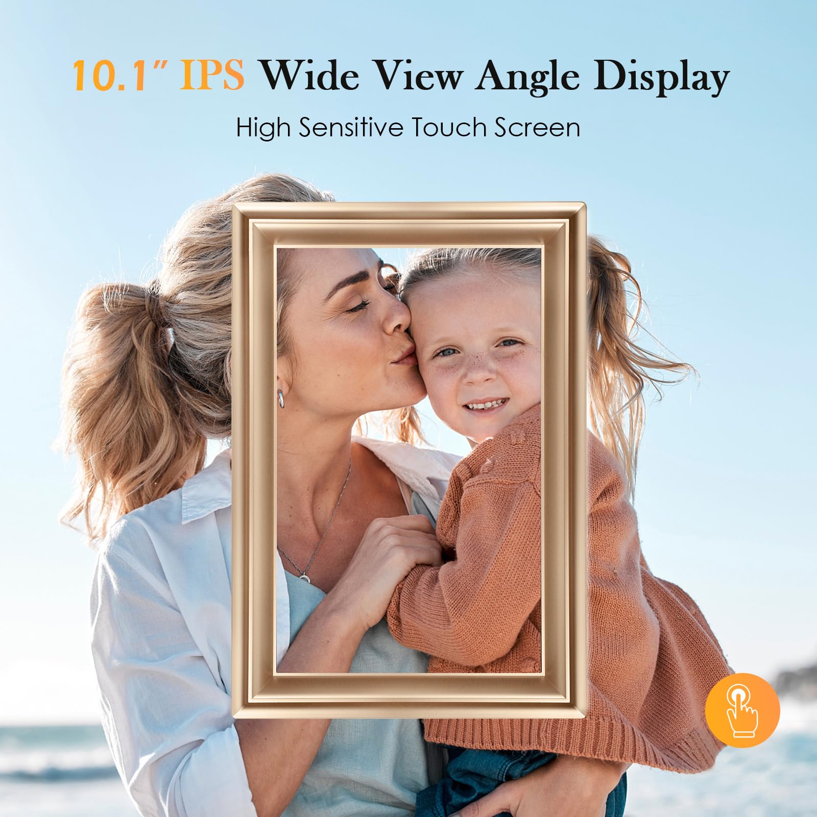 Wifi Digital Picture Frame 10.1 Inch Ips Hd Cloud Smart Digital Photo Frame,16Gb Storage, Wall Mountable, Auto Rotate, Share Pho