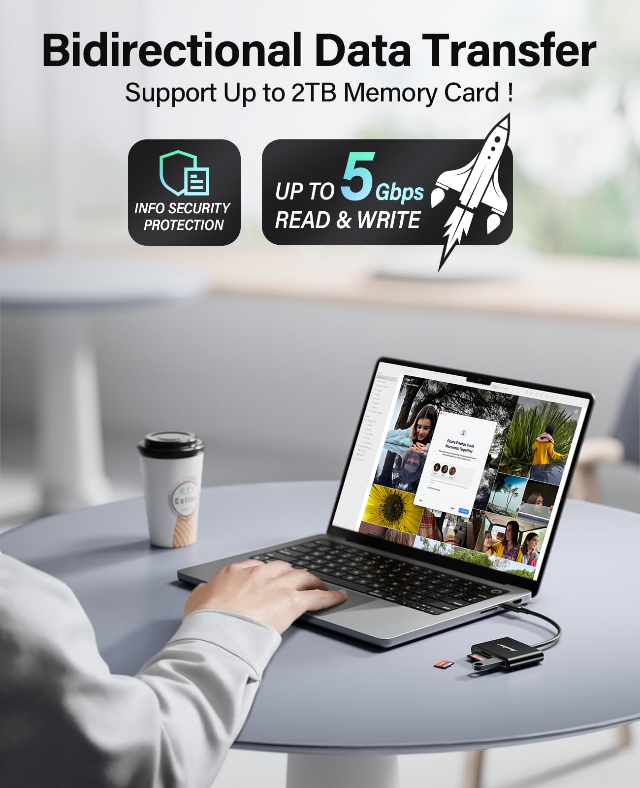Hicober USB C SD Card Reader UCN 3298 2TB 5Gbps Aluminum Black