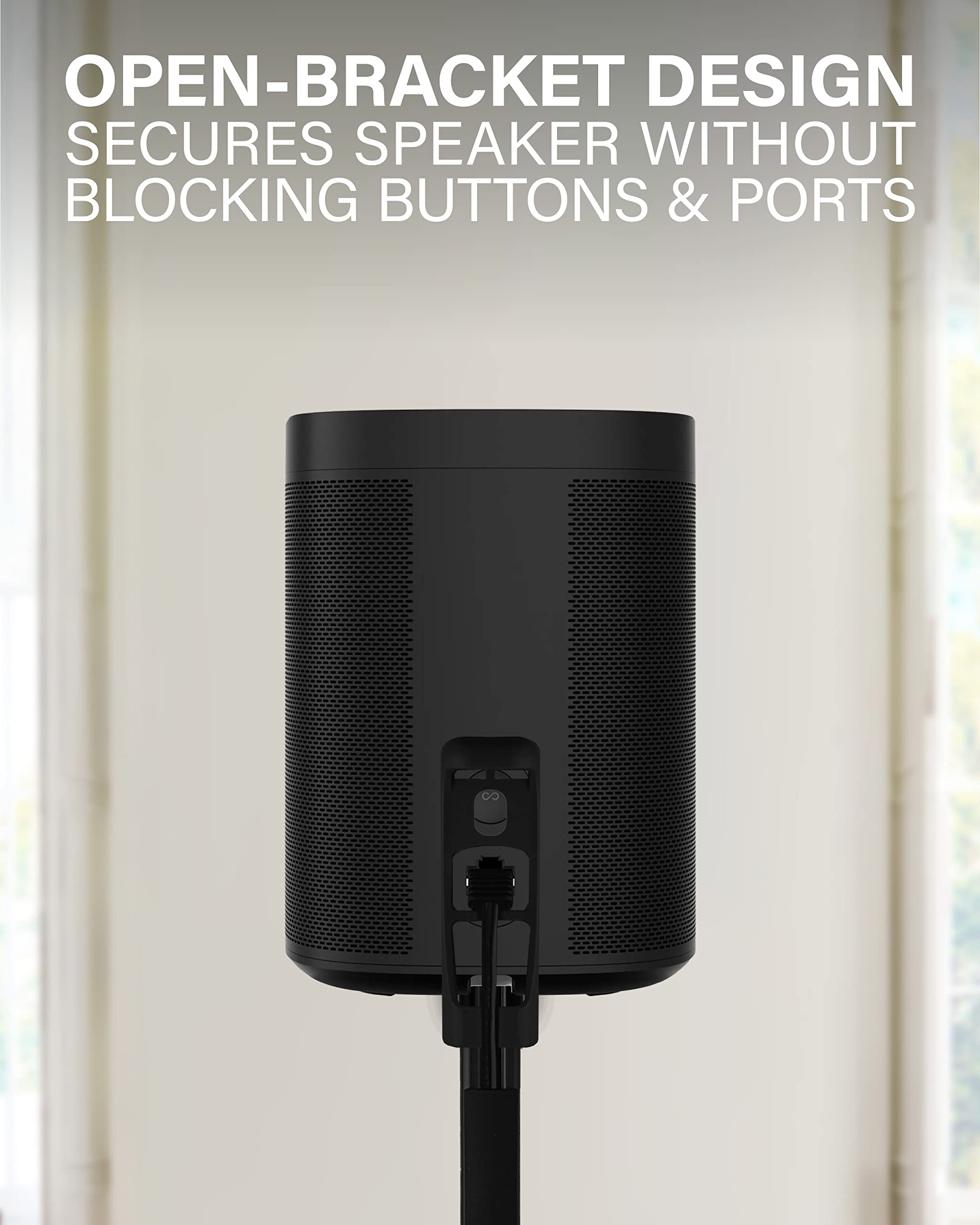 Sanus Adjustable Height Wireless Speaker Stands Designed For Sonos One, One Sl, And Play:1   Tool Free Adjustment Up To 16'' And