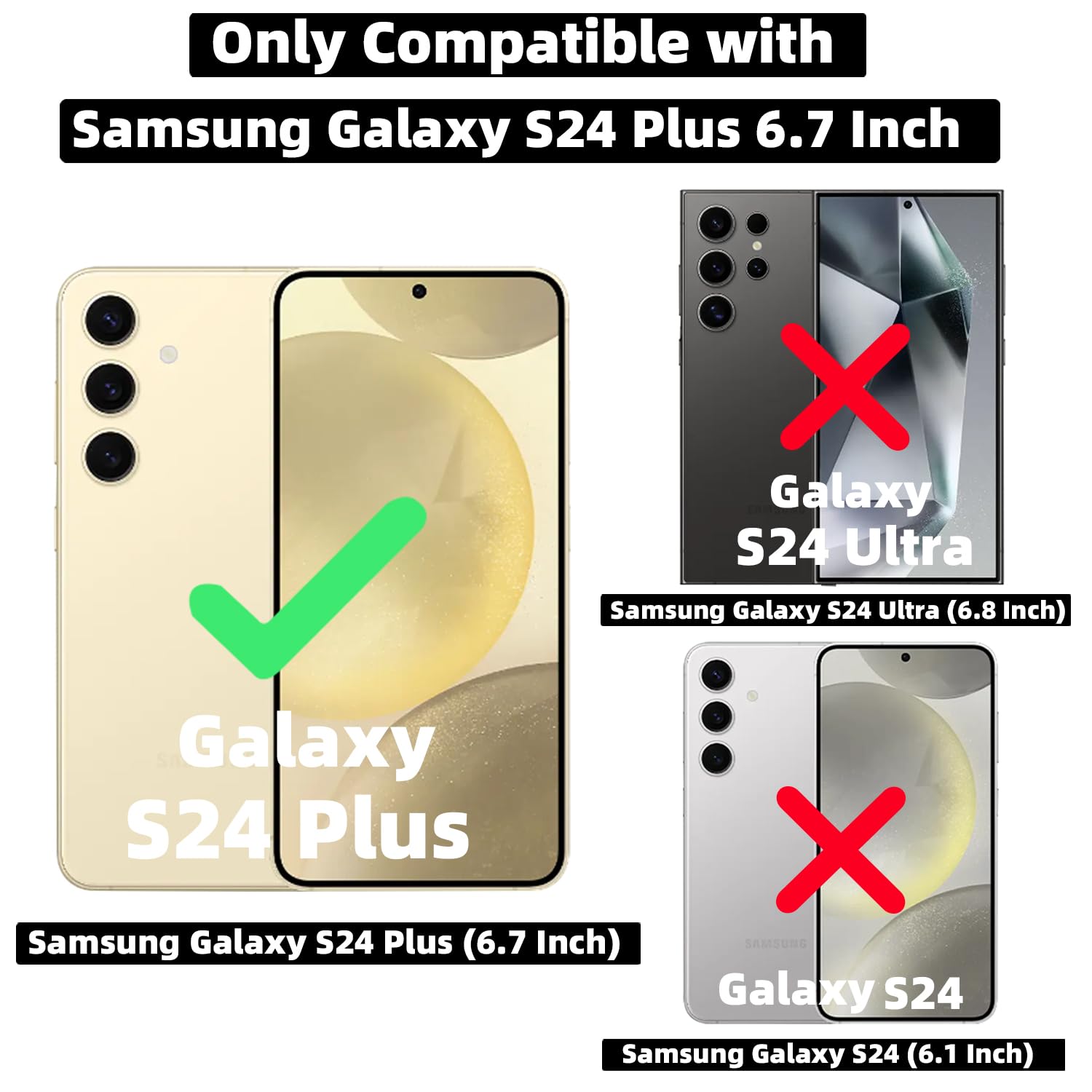 Zonrw For Samsung Galaxy S24 Plus Case Magnetic,For Women Girl Soft Cute Luxury Love Heart Plating Bling Glitter Gradient Clear