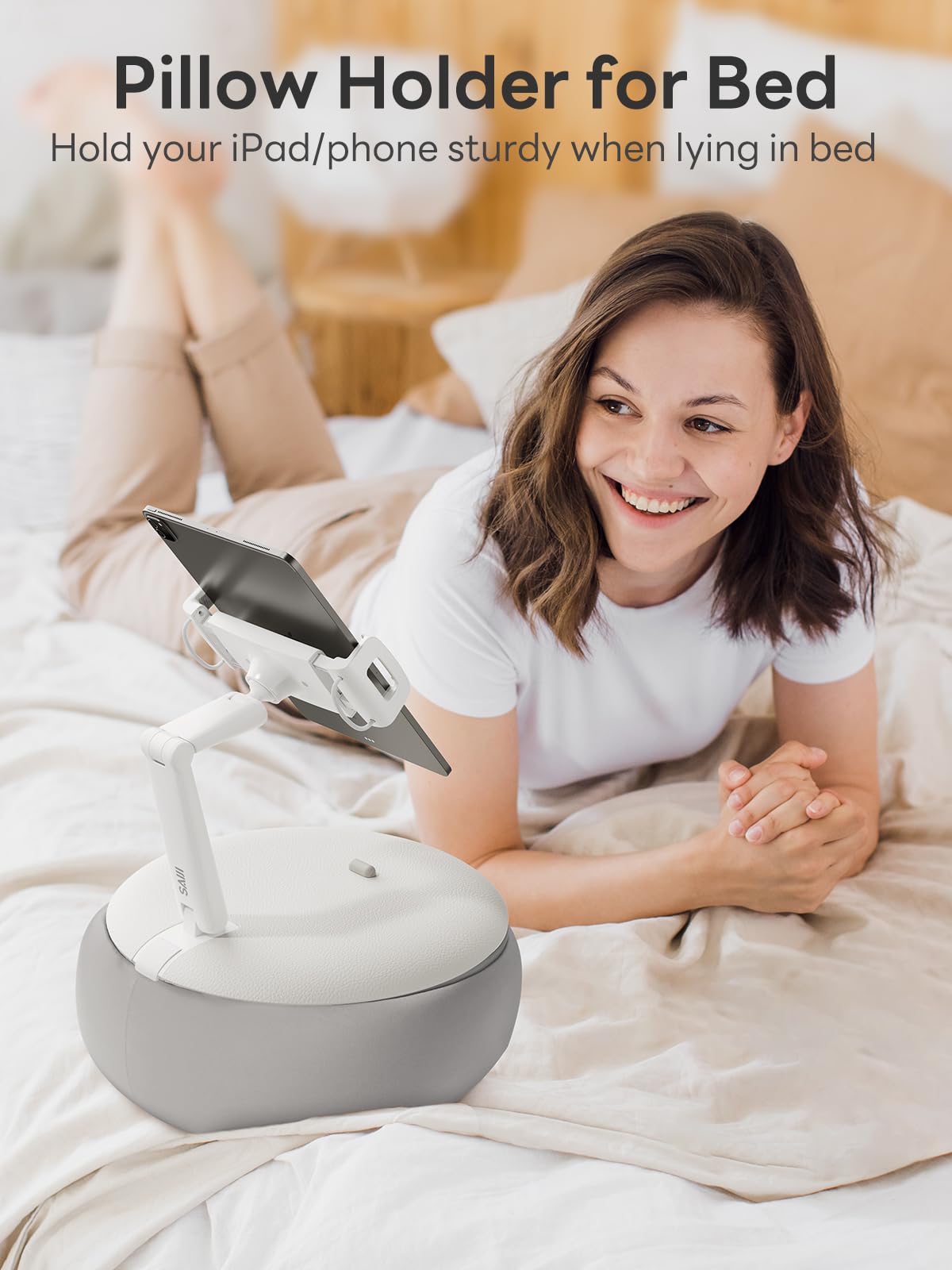 Saiji Kindle Holder Pillow, Tablet Holder Compatible With 4.7-15.6    Kindle, Phone, Ipad, 360 Adjustable Tablet Stand For Bed W