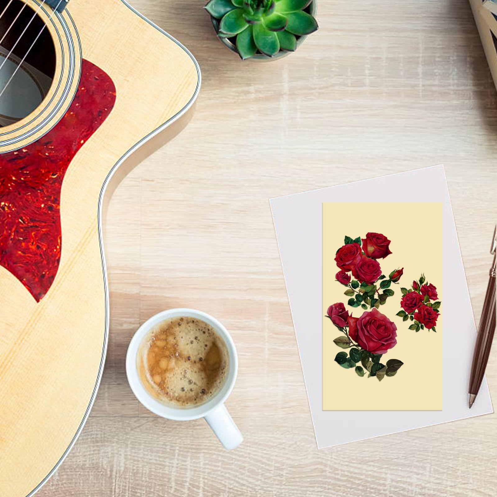 PLIGREAT Red Rose Guitar Headstock Guard Stickers - PVC Decals for Guitar & Bass, Model JT-PL0001-10-US32, DIY Gifts & Decoration