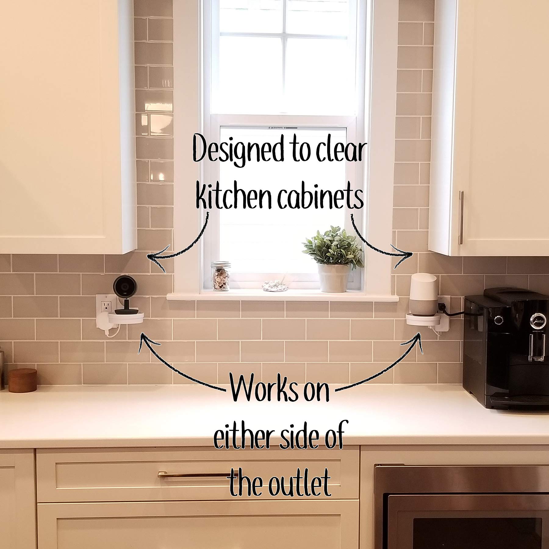 The Easy Outlet Shelf By Mount Genie   Works With All Outlets   60 Second Install   Hidden Cord Cable Storage   Perfect Google Home Mount, Nest Wifi Mount, For Cameras, Voice Assistants, And More