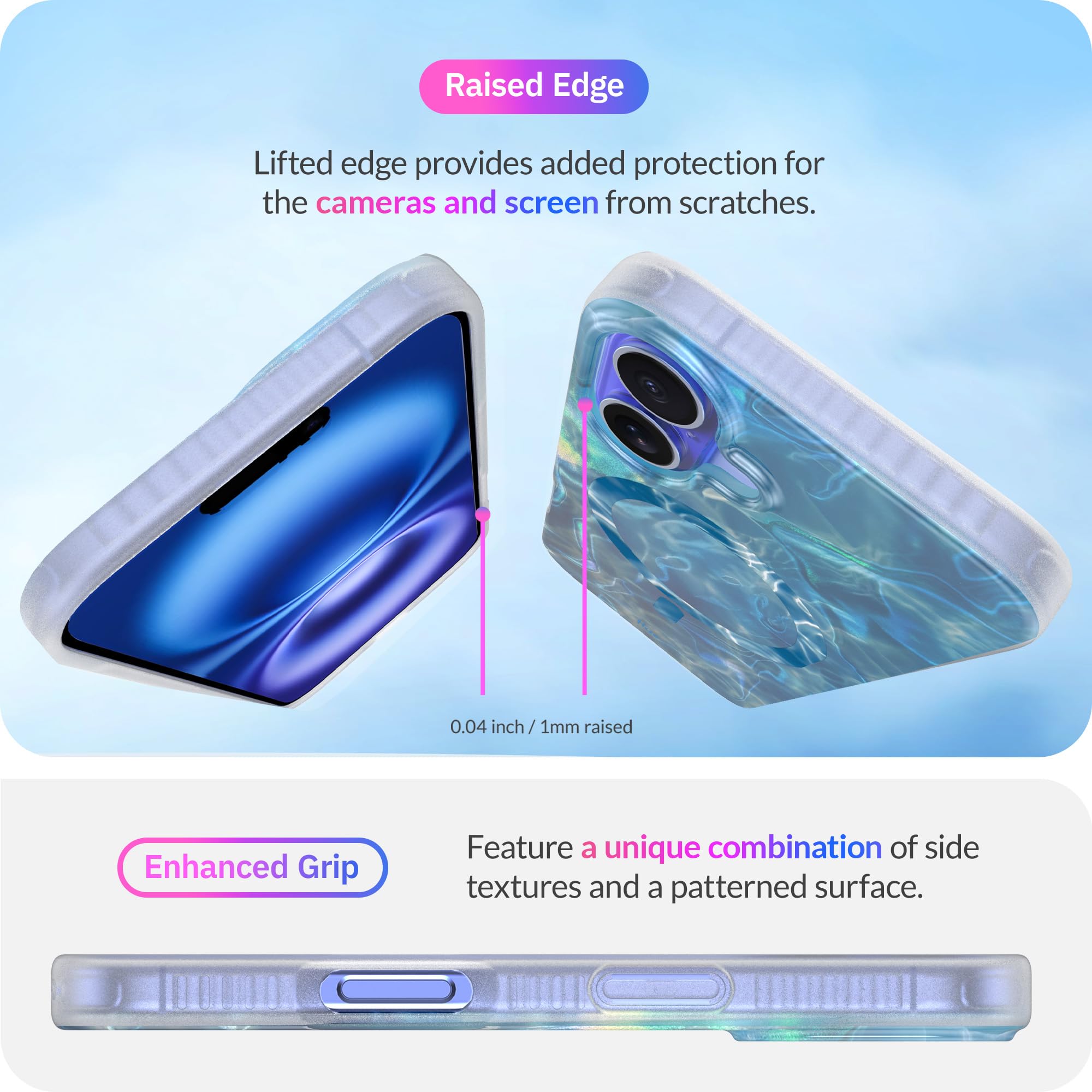Lonli Hue   For Iphone 16 Case [Compatible With Magsafe]   Ocean Wave Phone Case   [360 Shock Absorbent Bumper]   Cute, Unique A