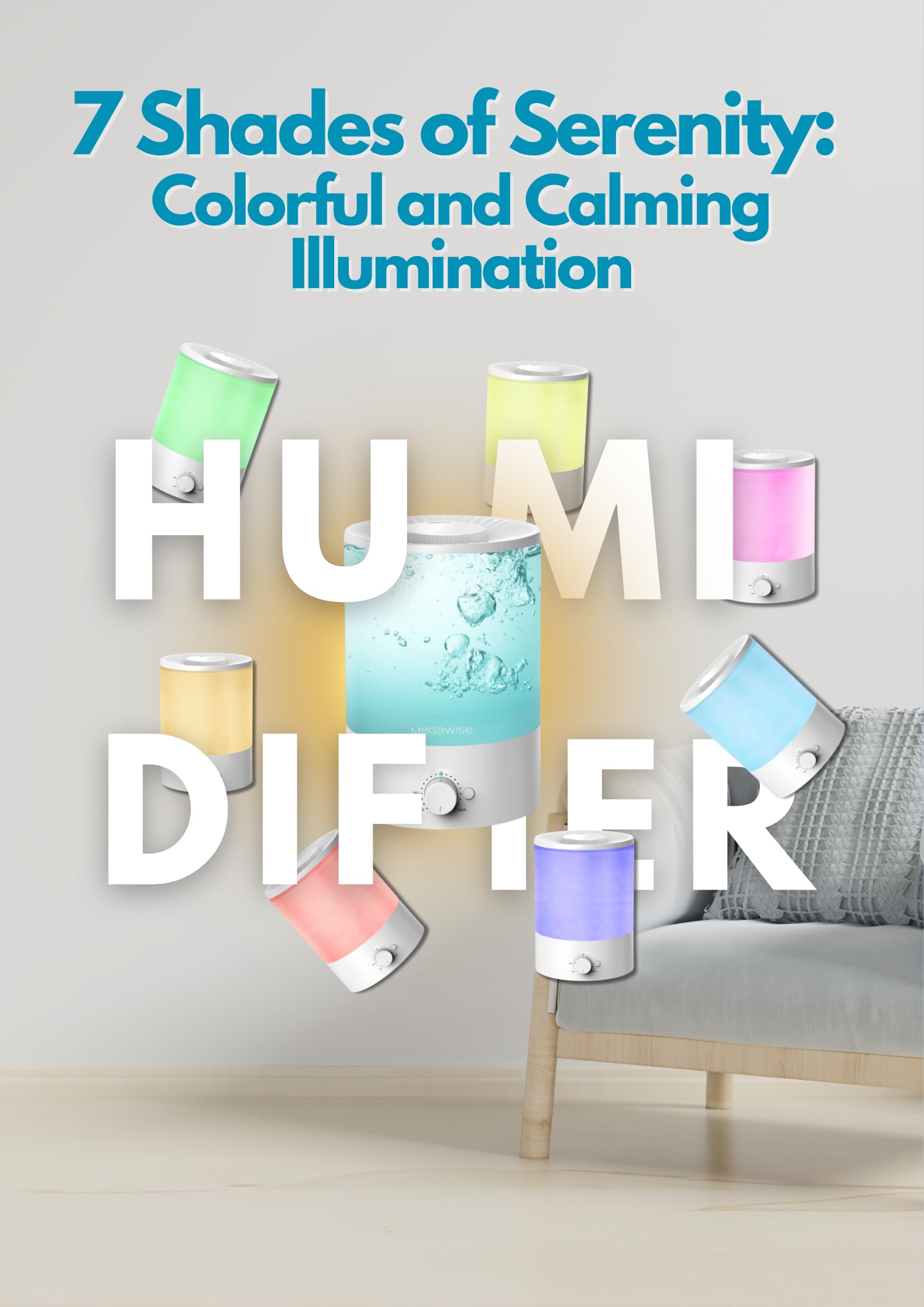 H1 Xit 2 Pack Of Mgeawise 3.5L Top Refill Large Openning Cool Mist Humidifiers For Babies, Bedroom, Nursery, Home And Office | S