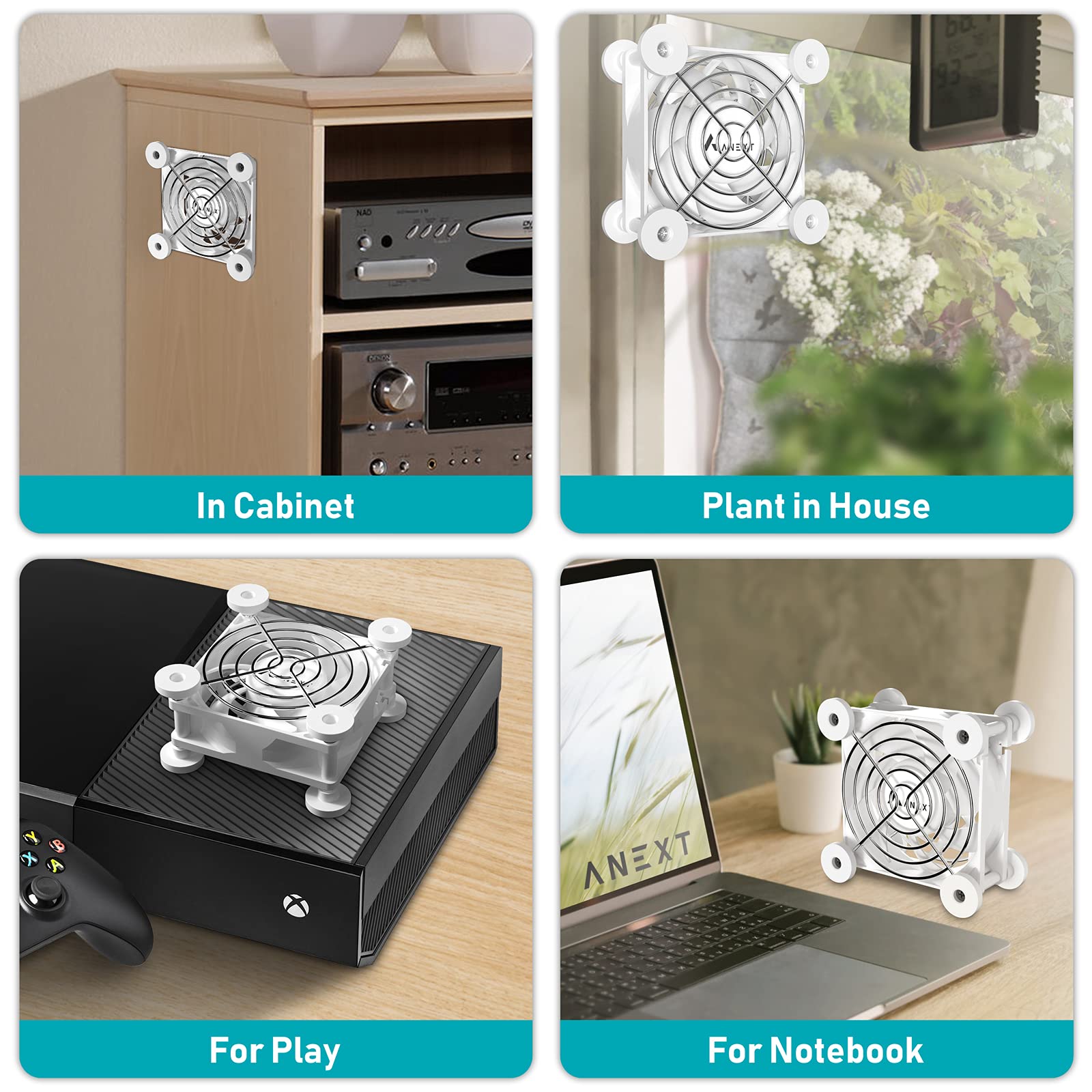 Anext Usb Computer Fan,80Mm Usb Fan, 80Mm Fan, Silent Fan For Receiver Dvr Playstation Xbox Computer(White,1 X Dual)