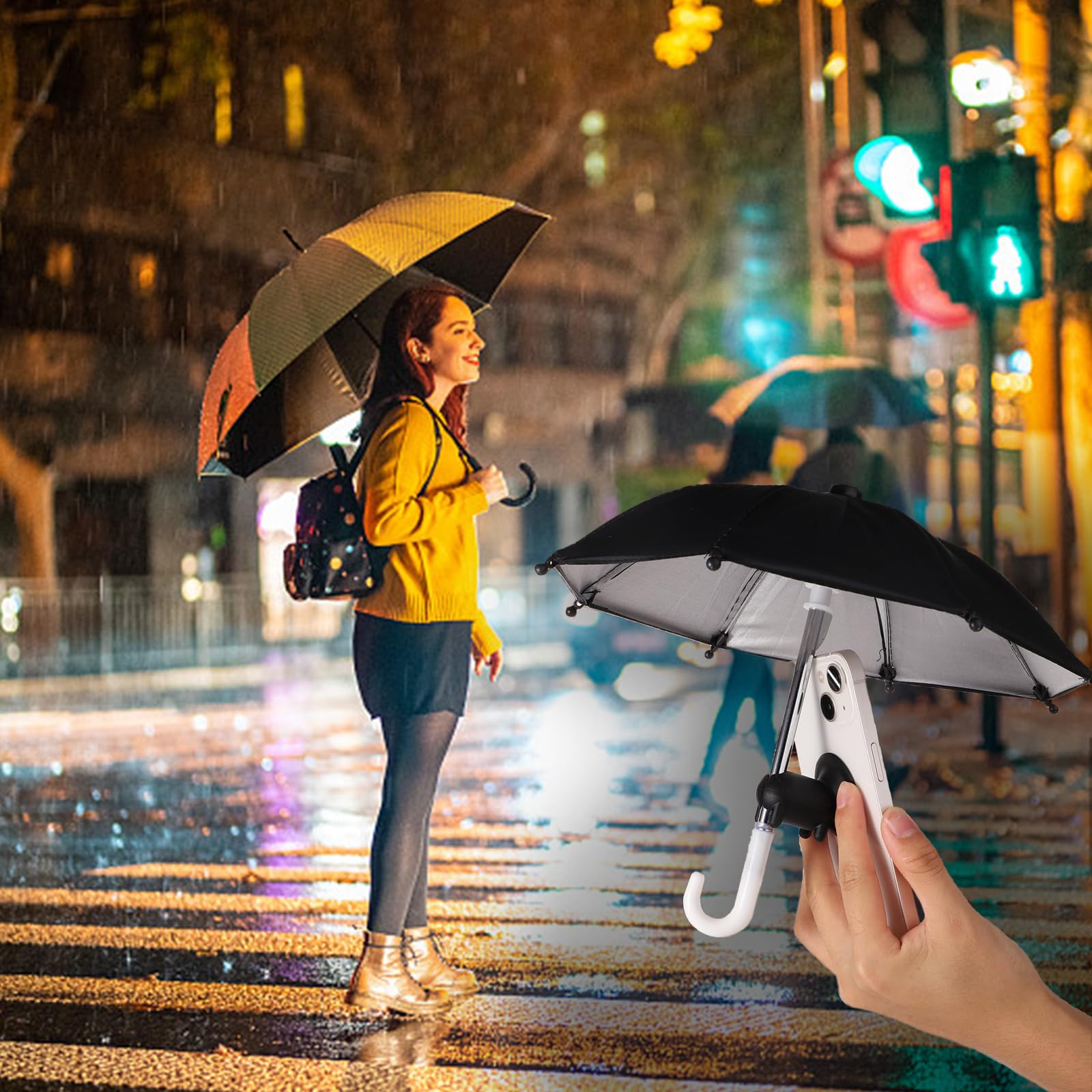 2Pcs Cell Phone Umbrella For Sun Shade, Universal Adjustable Cute Phone Shade Umbrella With Piggy Style Suction Cup, Outdoor Ant