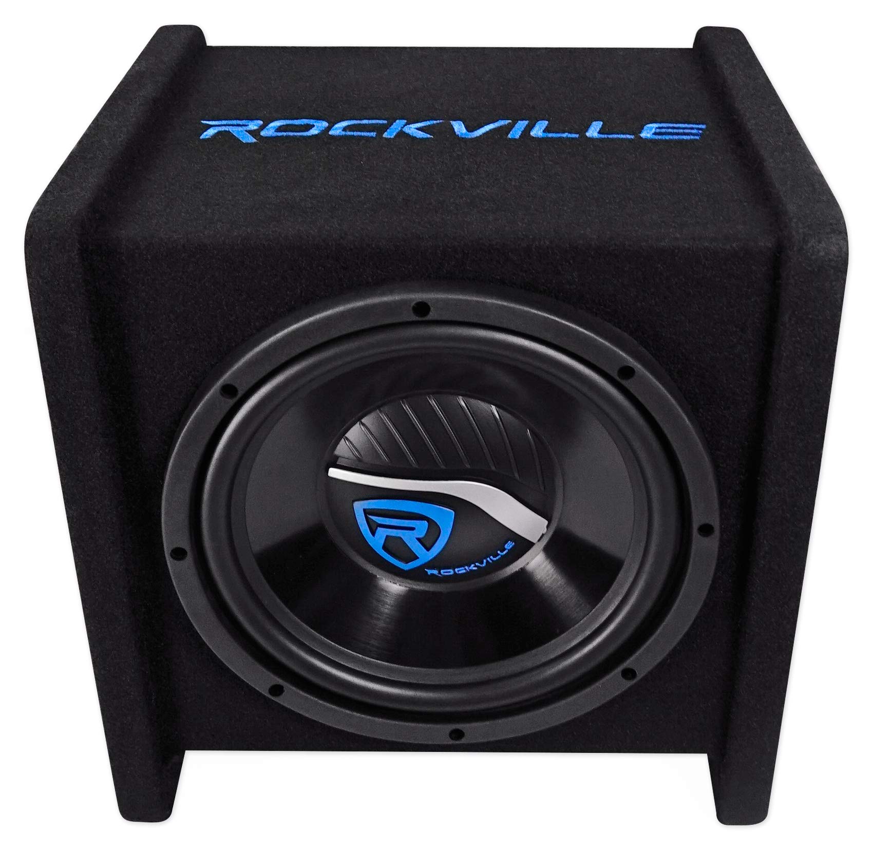 Rockville Rv10.1D 500W 10'' Loaded Car Subwoofer Enclosure+Mono Amplifier+Amp Kit,Black