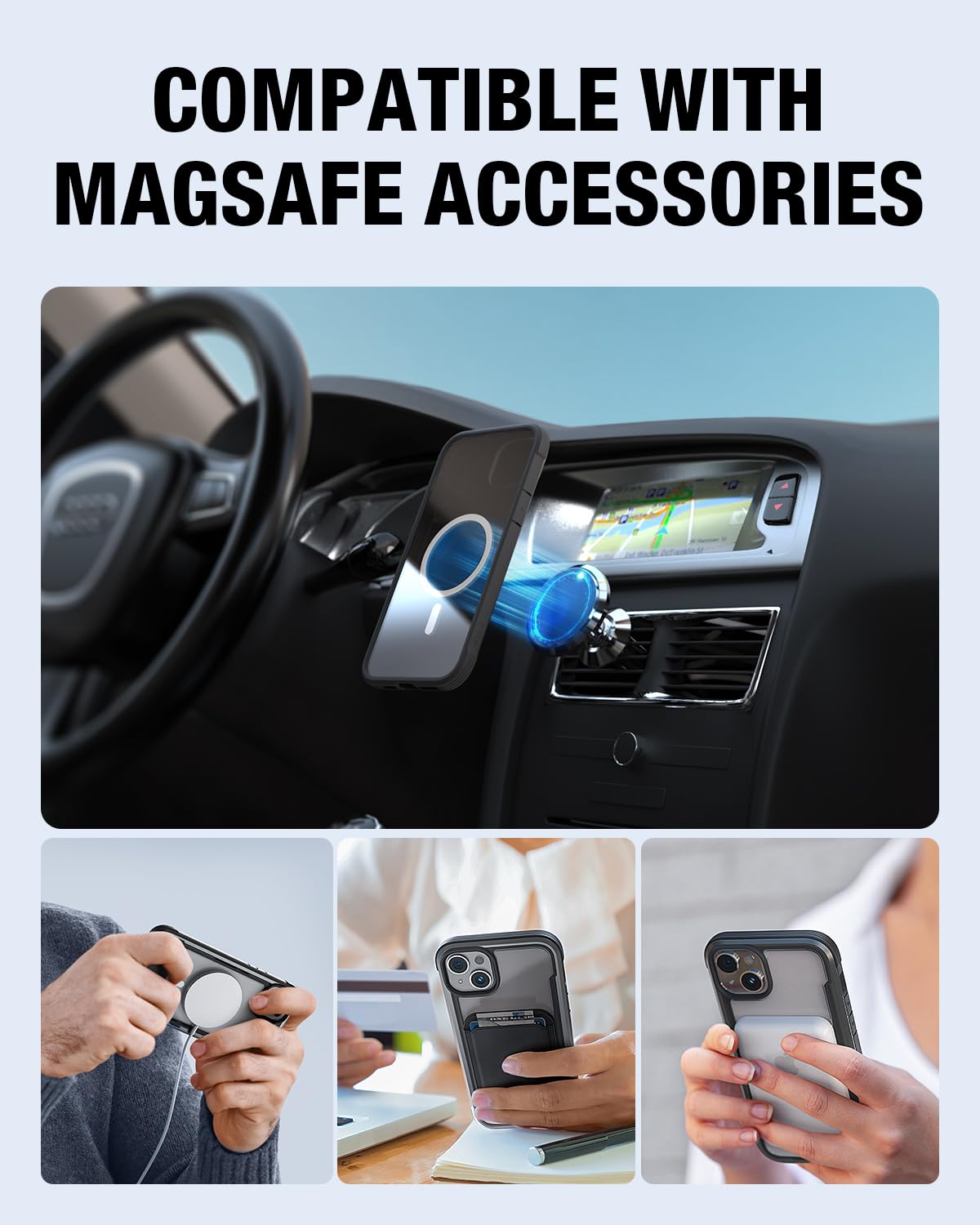 Raptic Shield Magnetic For Iphone 15 Plus Case, Compatible With Magsafe, Shockproof Protective Clear Case, Military Grade 10Ft D