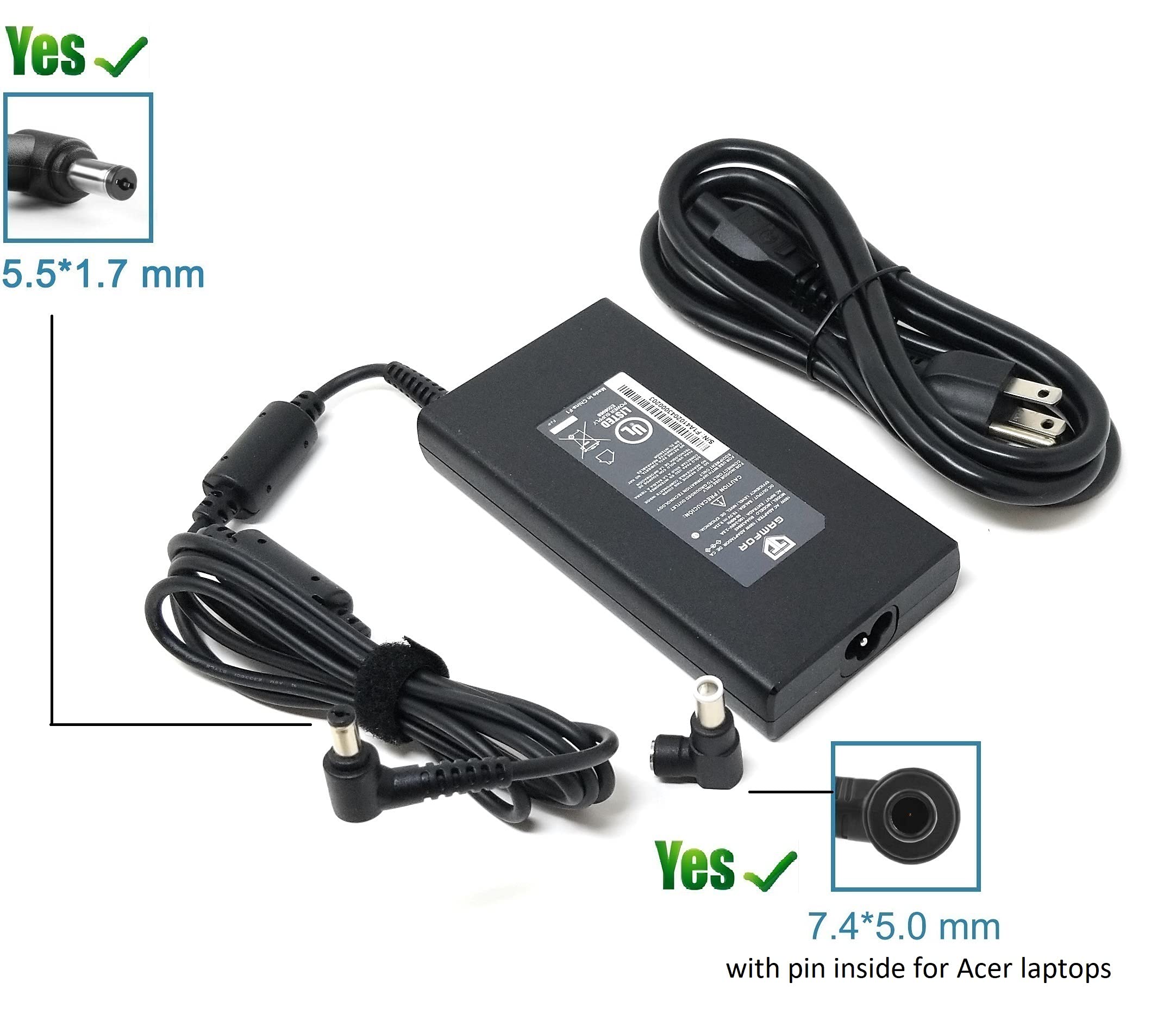 180W Ac Adapter Power Charger For Acer Predator Helios 300 Gaming Laptops Ph315 52 78Vl Ph315 52 710B Triton 500 Pt515 51 75Bh Aspire V Nitro Series Compatible Ak.180Ap.010, Ak.180Ap.020, Kp.18001.002