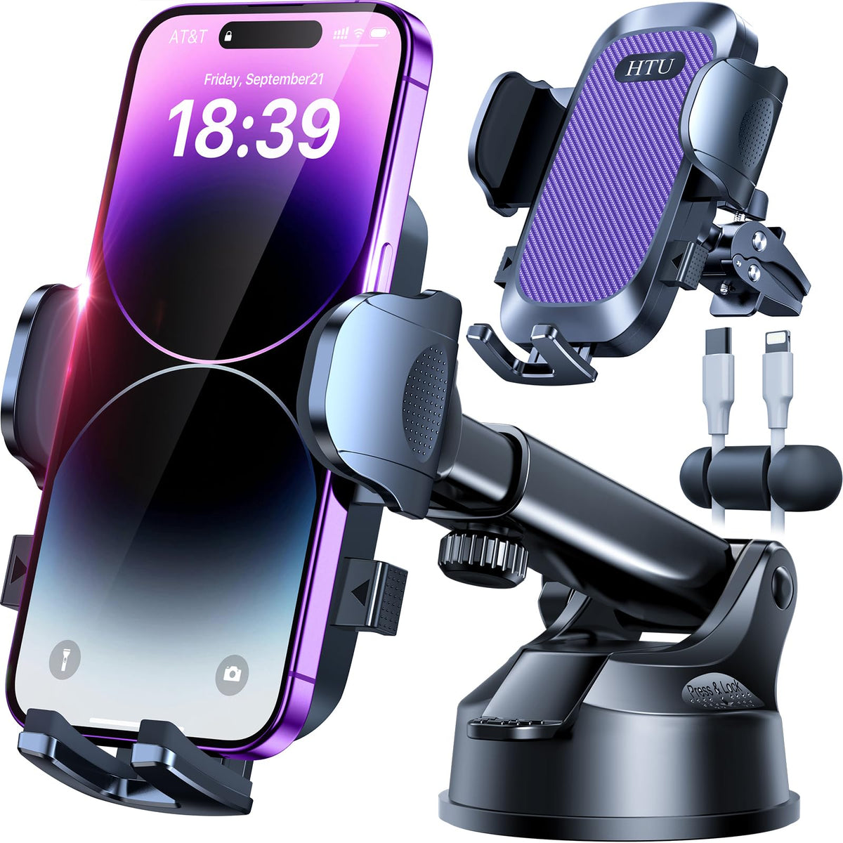 [True Military-Grade] Car Phone Holder?2024 Stronger Suction & Clip? Universal Cell Phone Holder For Car Mount For Dashboard Win