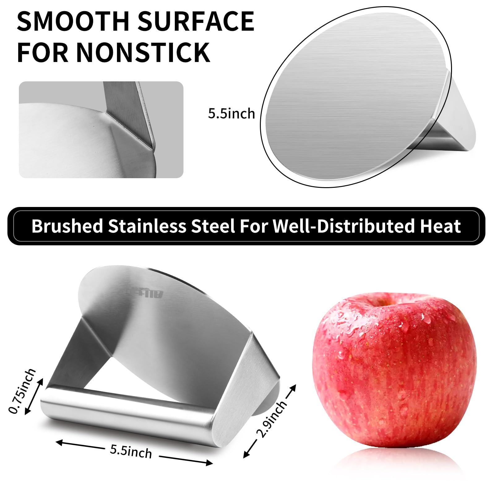 Alltop Smash Burger Press  Grill Essential,Stainless Steel Non Stick Smasher Hamburger Press  Patty Maker For Flat Top Griddle,G