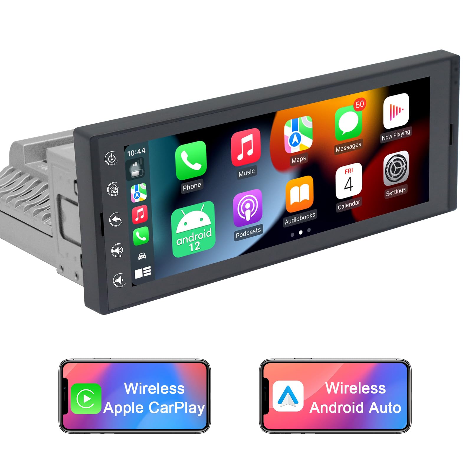 Single Din Touchscreen Car Stereo Carplay Wireless Android Auto, 6.9 Inch Radio Multimedia With Gps Navigation Hands Free Callin