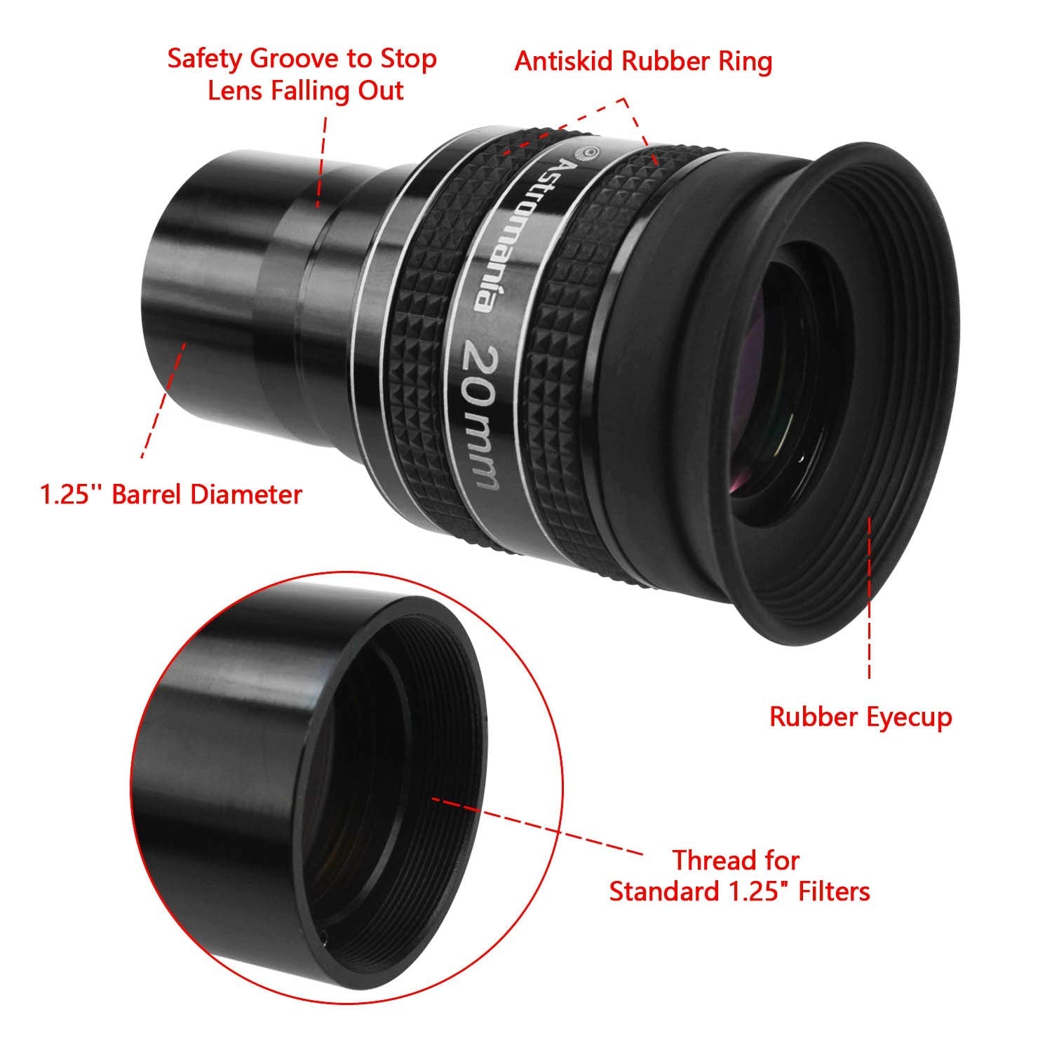 Astromania 1.25'' 20Mm 58 Degree Planetary Eyepiece For Telescope