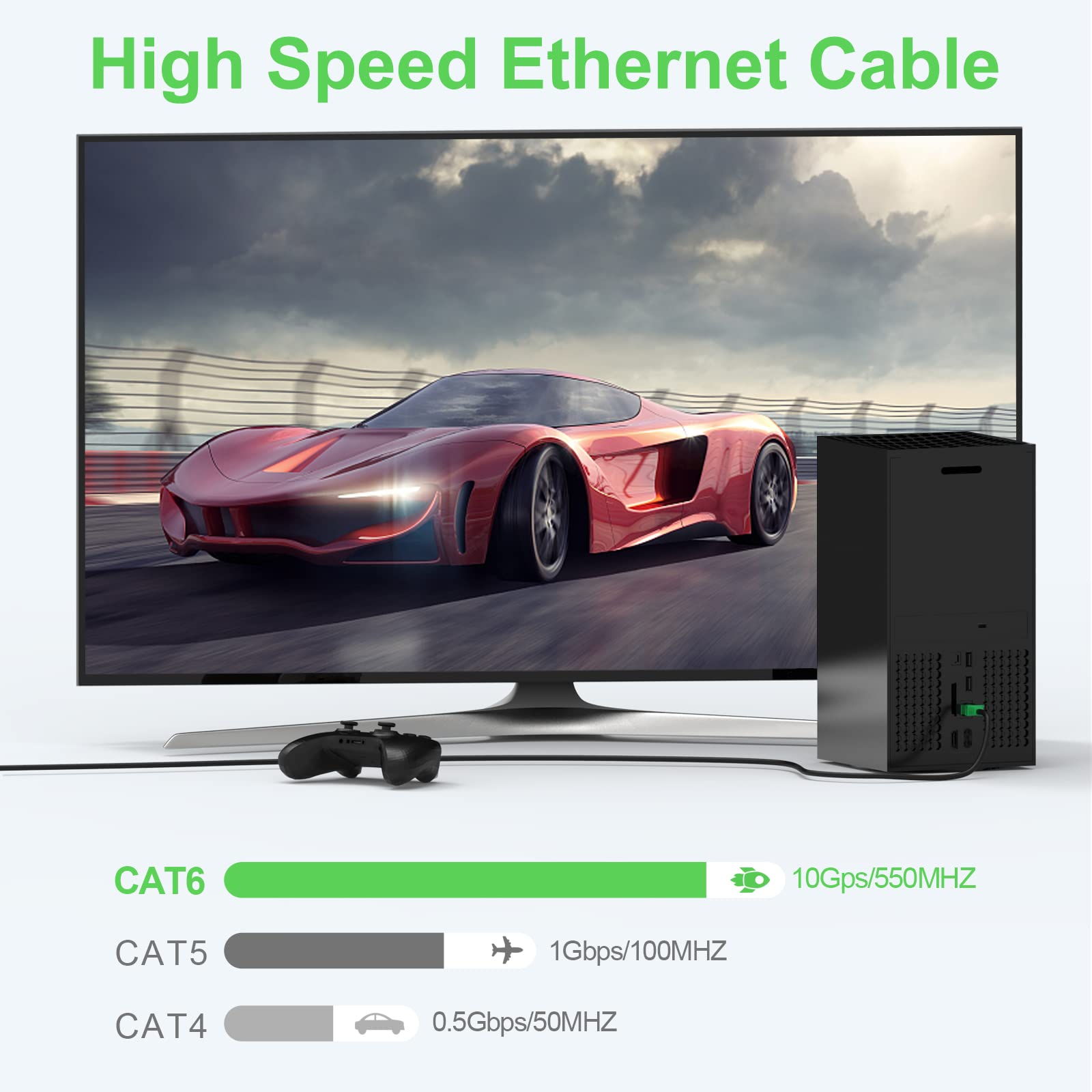 350Ft Cat6 Outdoor Ethernet Cable, In Ground, Heavy Duty Direct Burial, 24Awg Cca Patch Cord For Laptops, Pcs, Routers, Printers, Surveillance Camera, Poe, Utp Cat 6 Internet Cable With 25 Cable Ties