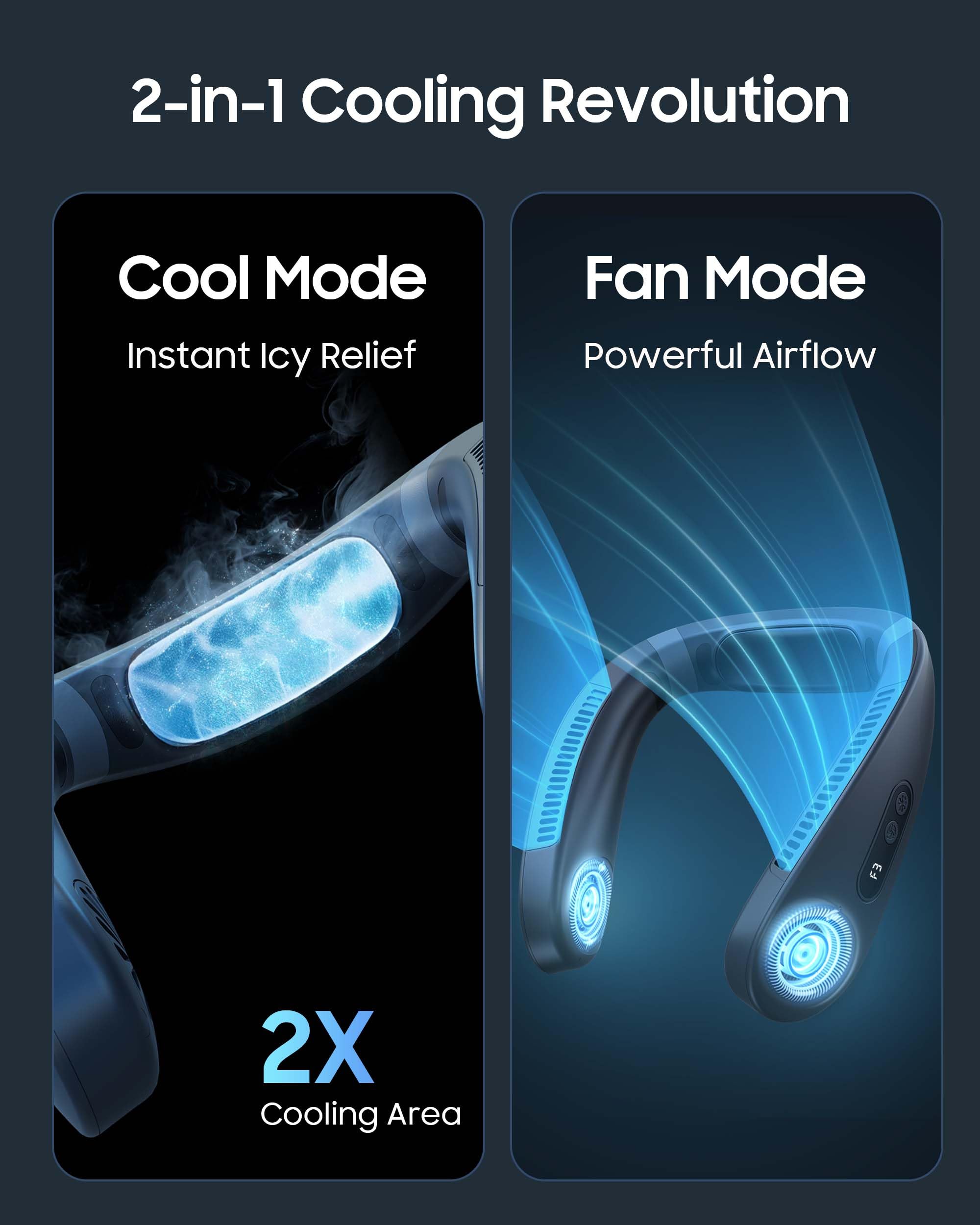 Higo Coolmaster Ultra Neck Fan, Neck Air Conditioner, 2 In 1 Cooling Neck Fan Portable Rechargeable, Wearable Personal Fan, 5500