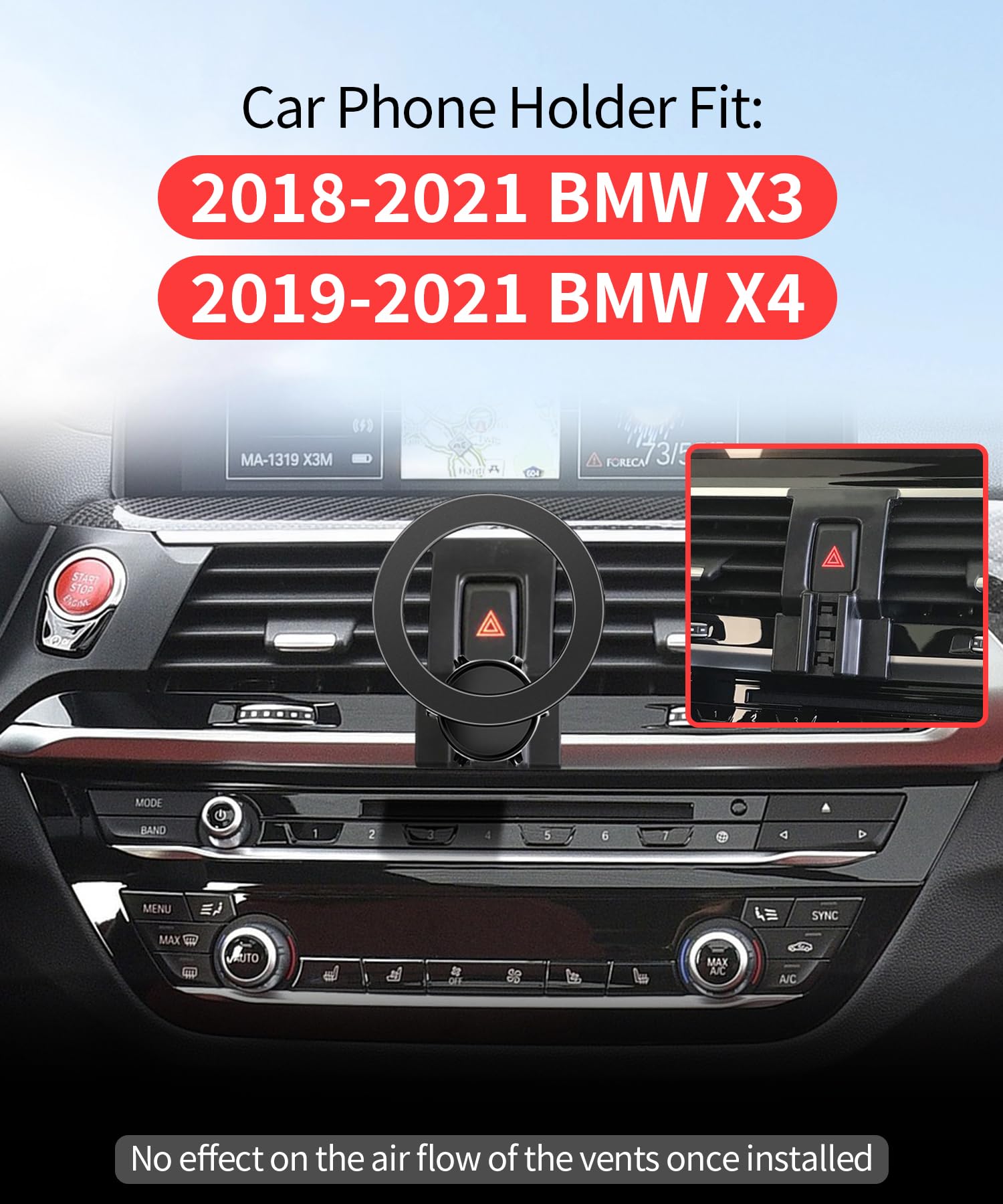 Maserweller Car Phone Holder For Bmw X3 2018-2021 Bmw X4 2019-2021 Accessories, 360 Rotation Phone Mount Compatible With Magsafe