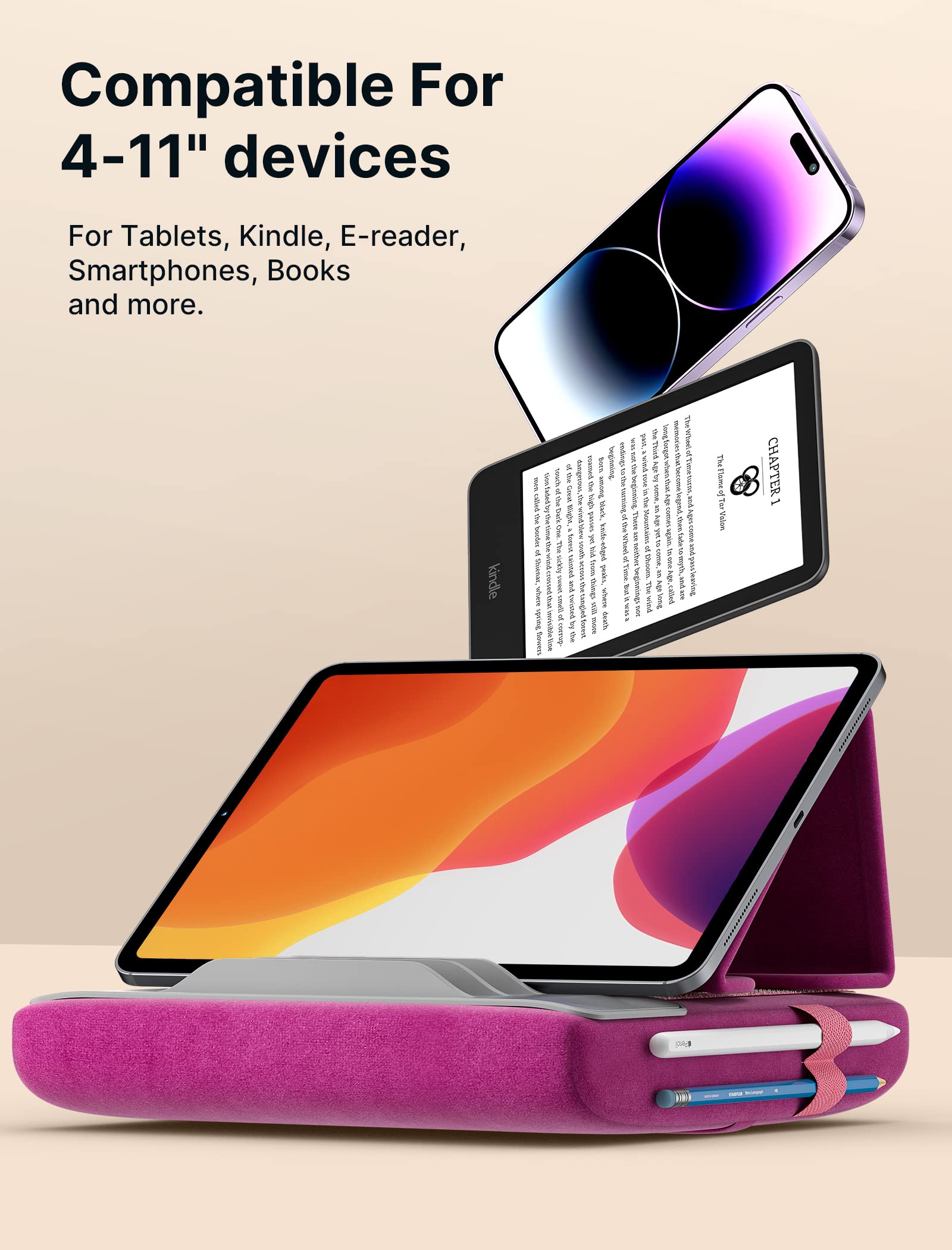 Jsaux Tablet Pillow Stand, Tablet Stand Holder Dock For Lap, Bed And Desk Compatible With Ipad Pro 11 10.5 9.7 10.2 Air Mini, Ki