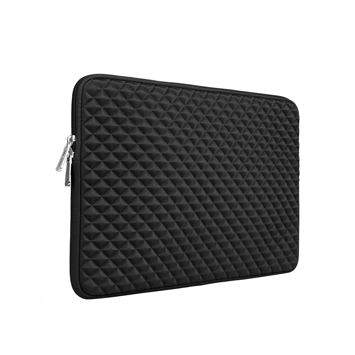 RAINYEAR 15.6 Inch Laptop Sleeve Diamond Foam Shock Resistant Neoprene Padded Case Fluffy Lining Zipper Cover Carrying Bag Compatible with 15.6' Notebook Computer Chromebook (Black)