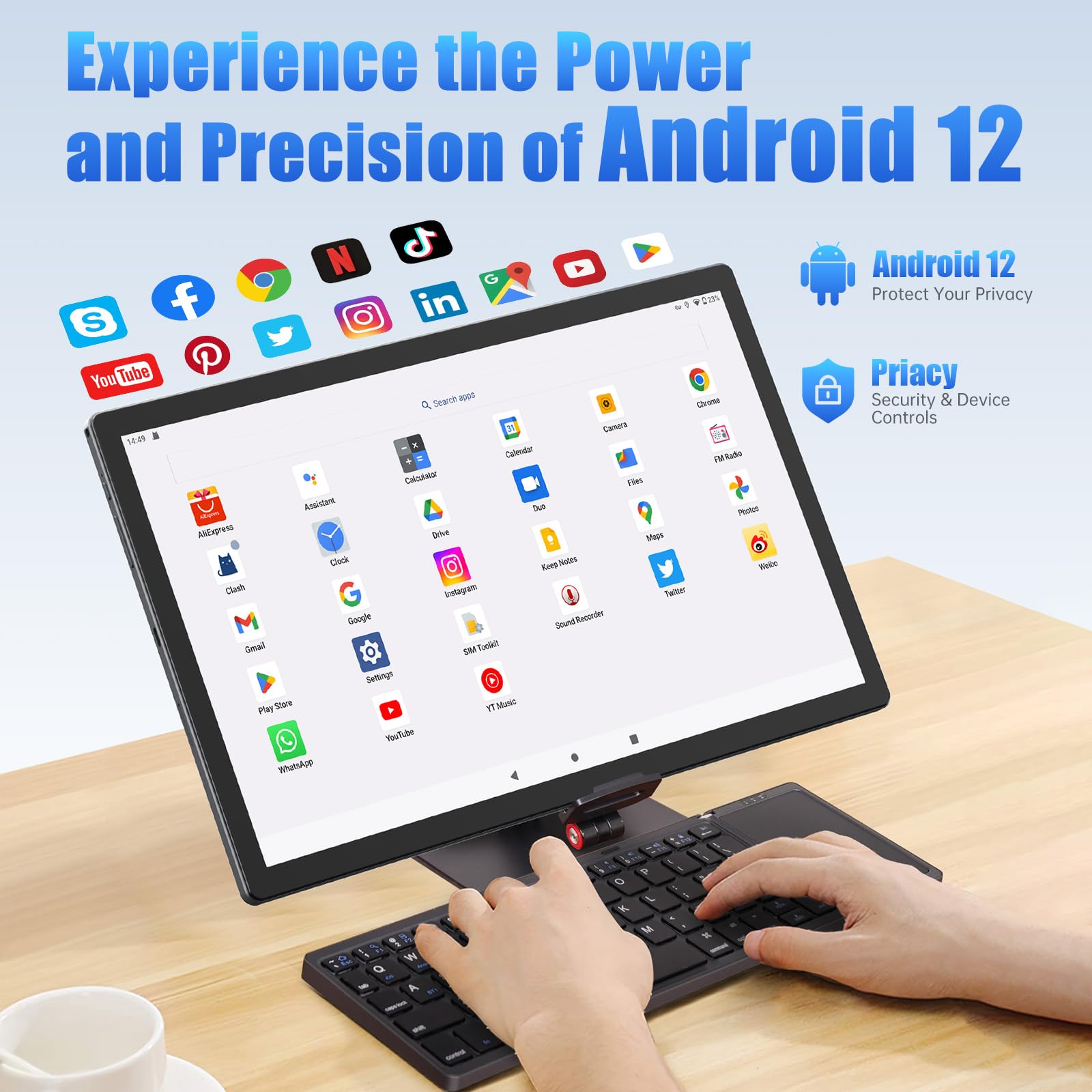 Meswao Tablet 14 Inch Android 13 Tablet, Large Tablet With 1200P Ips Hd Big Screen, 8Core, 6Gb+128Gb, Wi Fi 5, Max 256G Tf Card