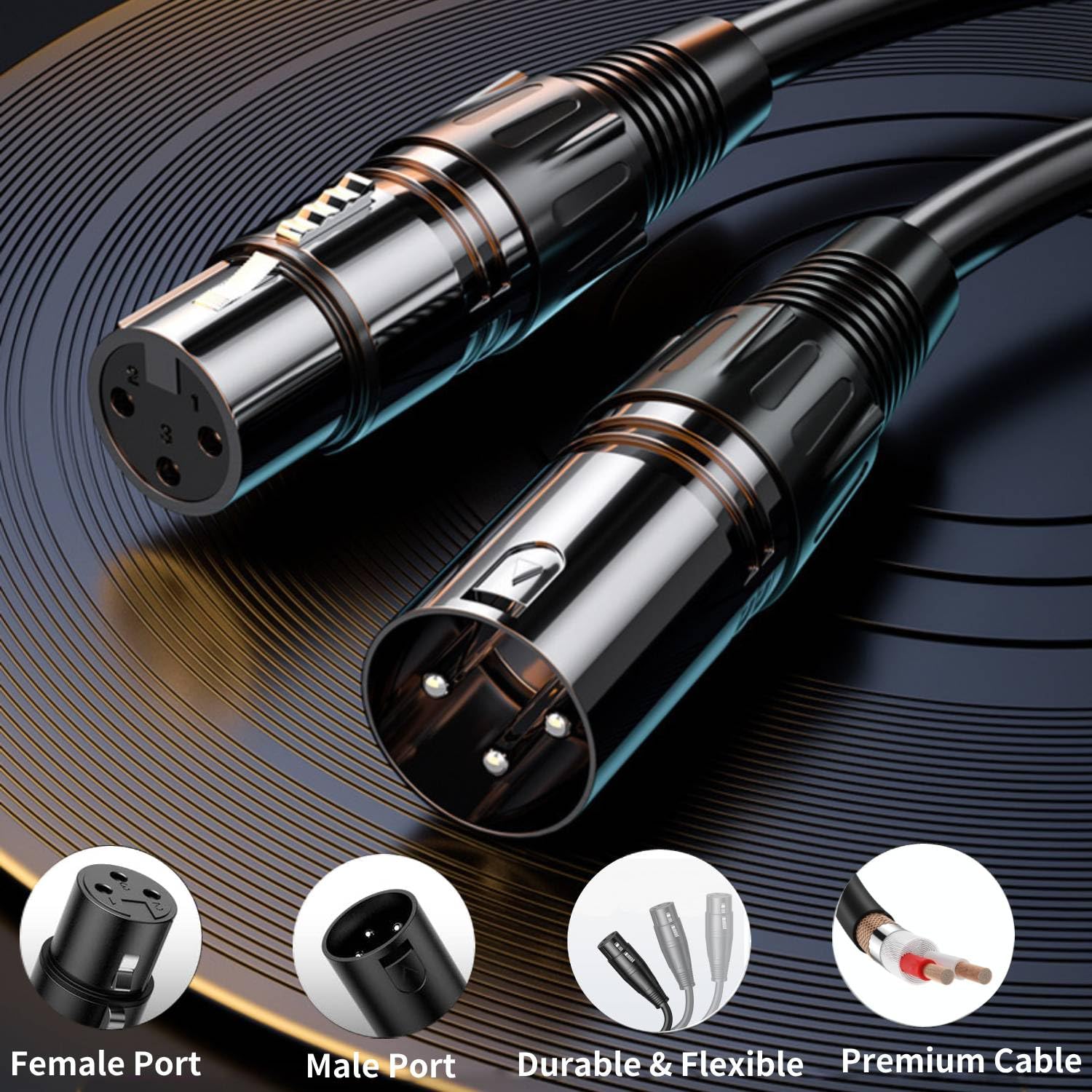 Yzhcyn Xlr Cables 6Ft 2Pack, Microphone Cable Mic Cord Xlr Male To Female Adapter Microphone Cord 3 Pin Stage & Studio, Oxygen F