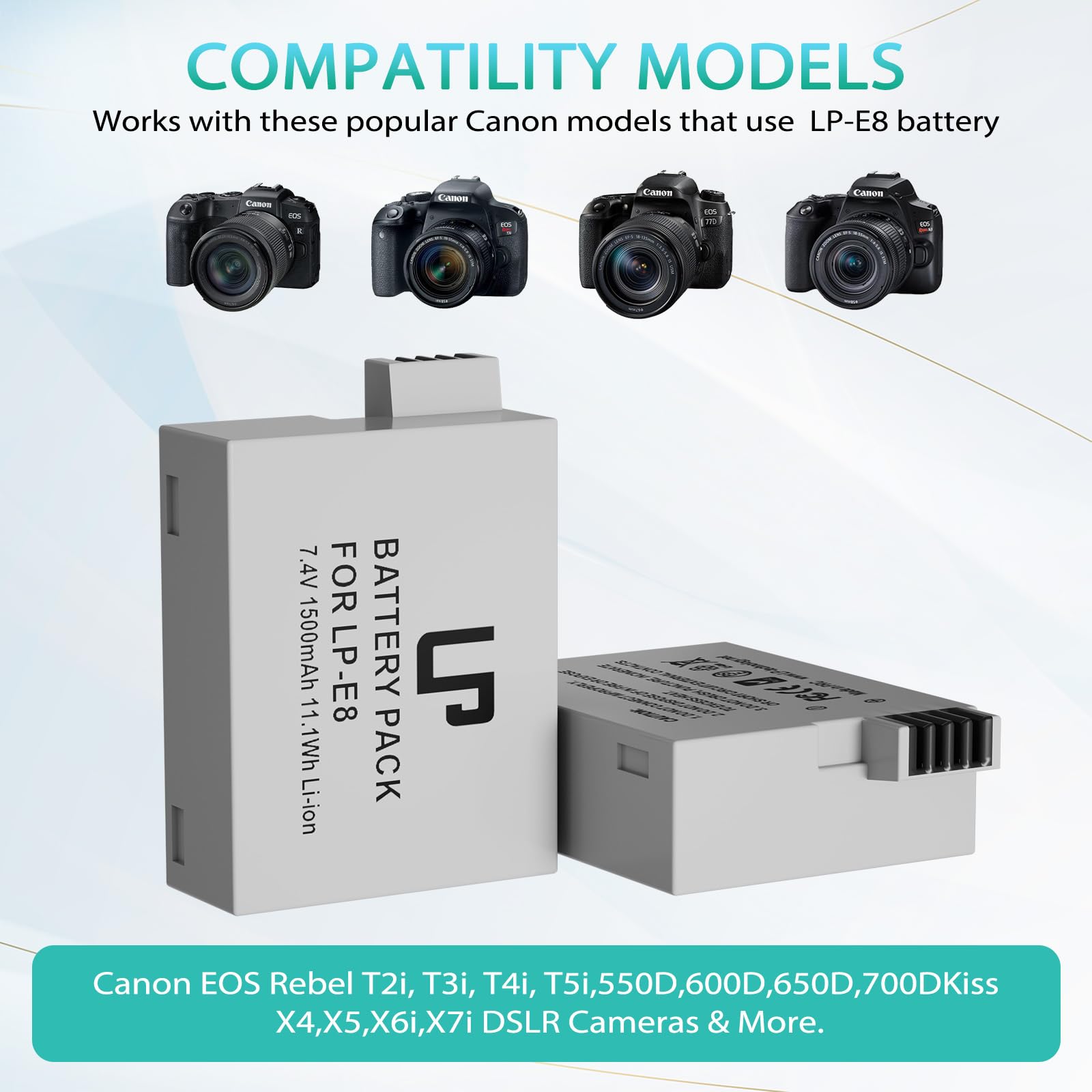 Lp E8 Battery Charger Set, Lp 3 Pack Lp E8 Replacement Battery & Triple Slot Charger Compatible With Canon Eos Rebel T2I, T3I, T