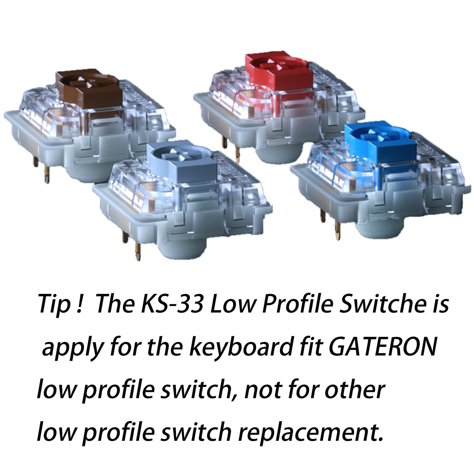 Gateron Ks 33 Low Profile 2.0 Silver Switches, 3 Pin Factory Pre Lubed Smd Led For Mx Mechanical Keyboard (Silver, 35Pcs)