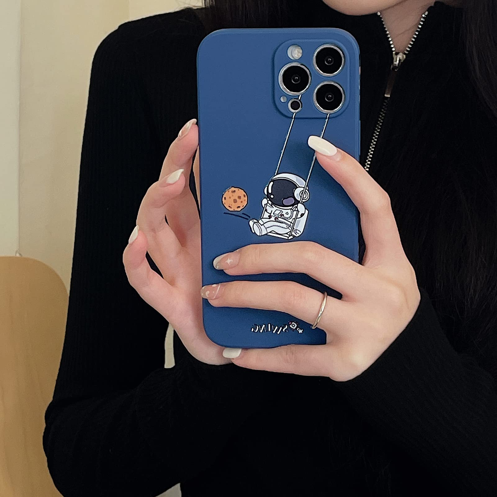 Yonds Queen For Iphone 13 Pro Max Cute Case, Cool Cartoon Swing Astronaut Planet Moon Design Stylish Soft Tpu Bumper Shockproof