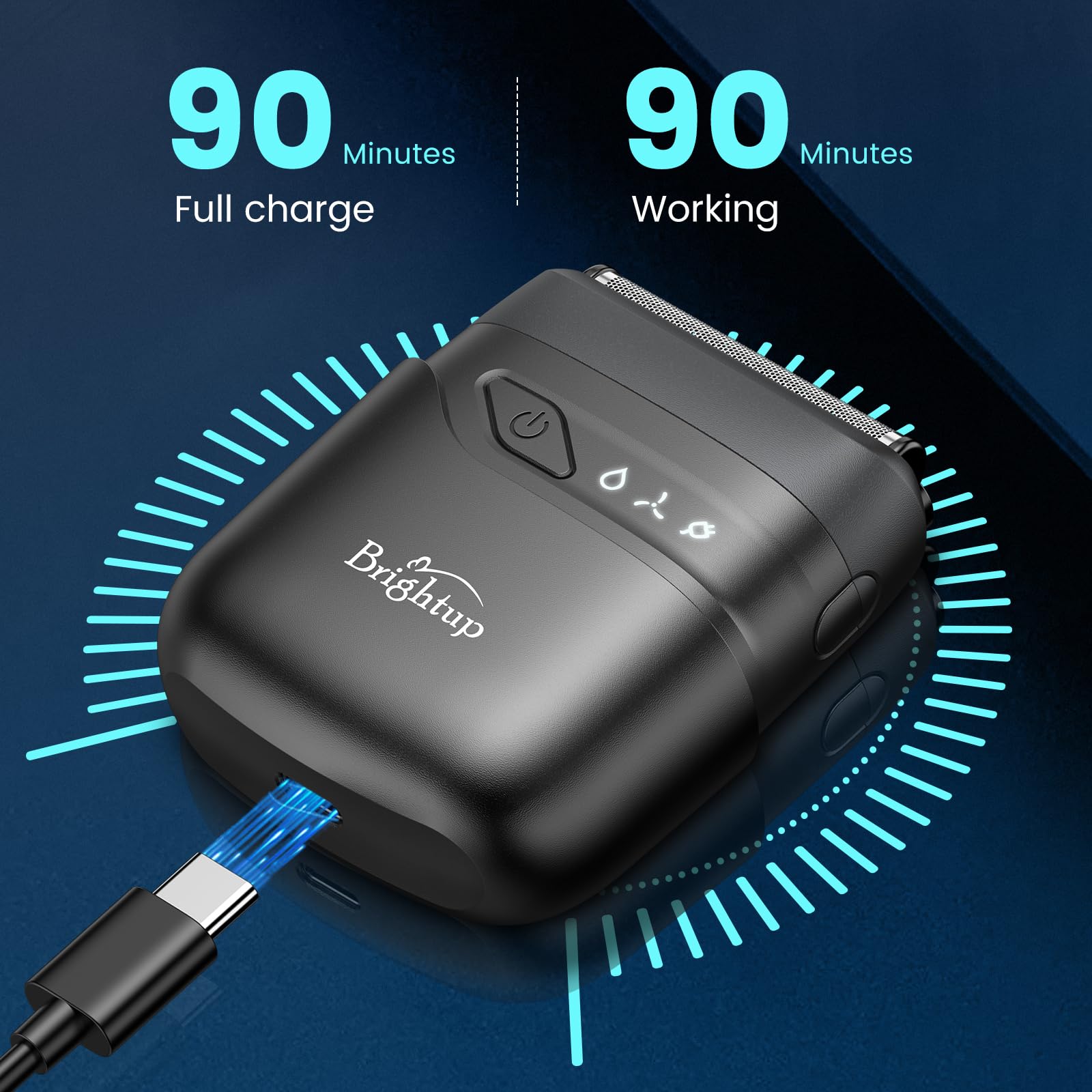 Brightup Compact Travel Shavers For Men, Portable Mini Foil Shaver Usb C Rechargeable Electric Razor With Floating Blades For St