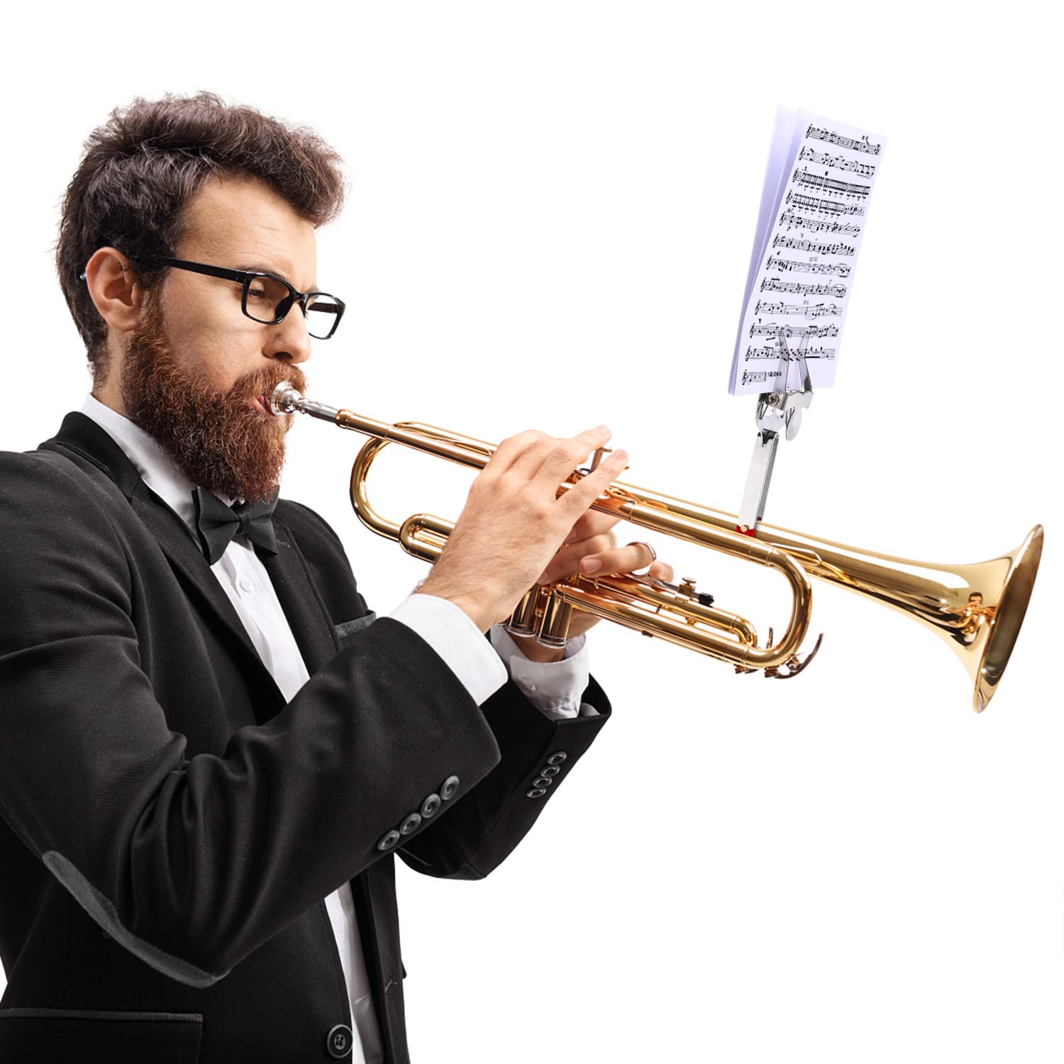 Facmogu Trumpet Lyre Instrument Accessories, Lightweight Trumpet Lyre Sheet Music Clip Marching Music Clip Silver Lyre For Trump