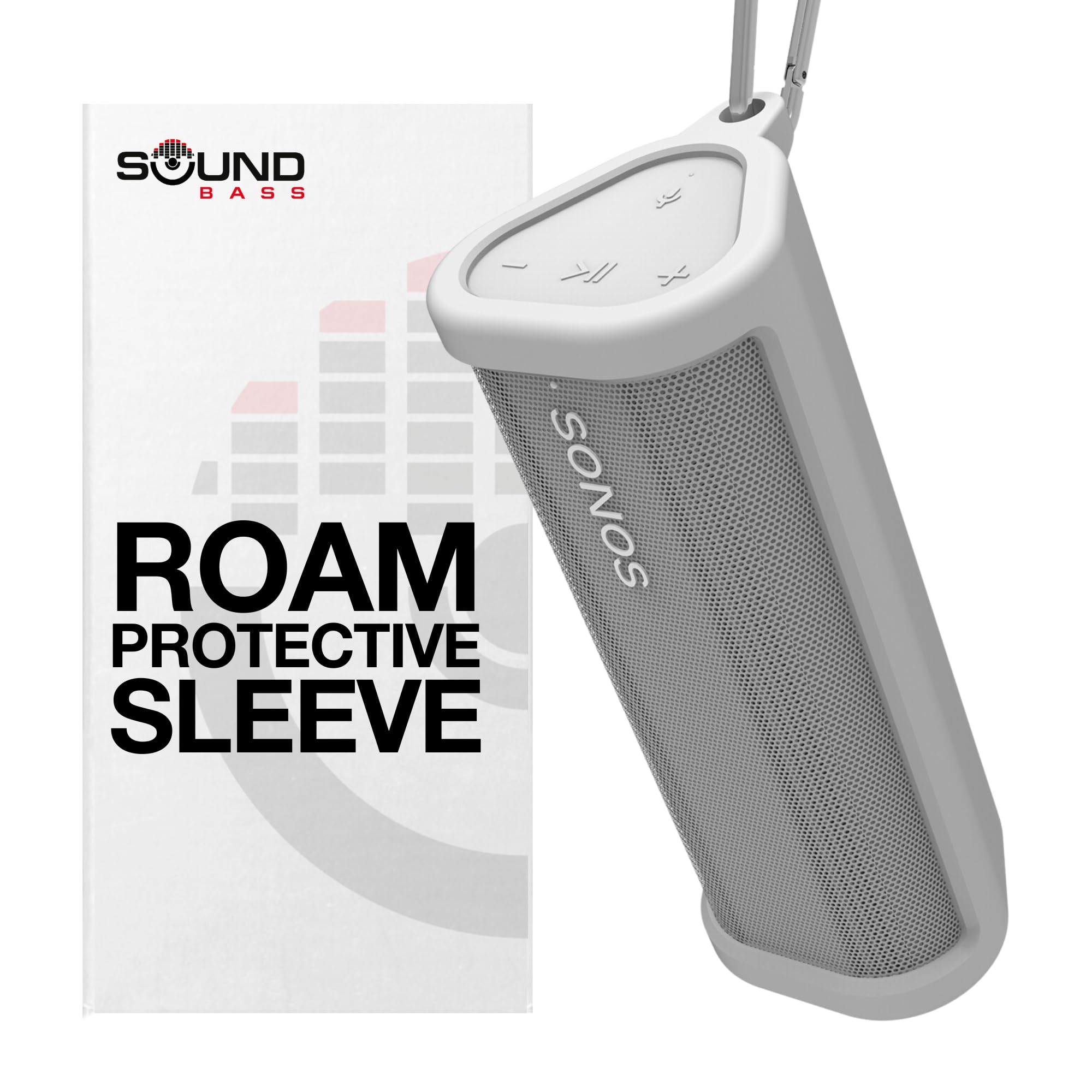 Heavy Duty Protective Silicone Carrying Case For Sonos Roam & Roam Sl | White | Protect Your Wireless Bluetooth Speaker Using Th