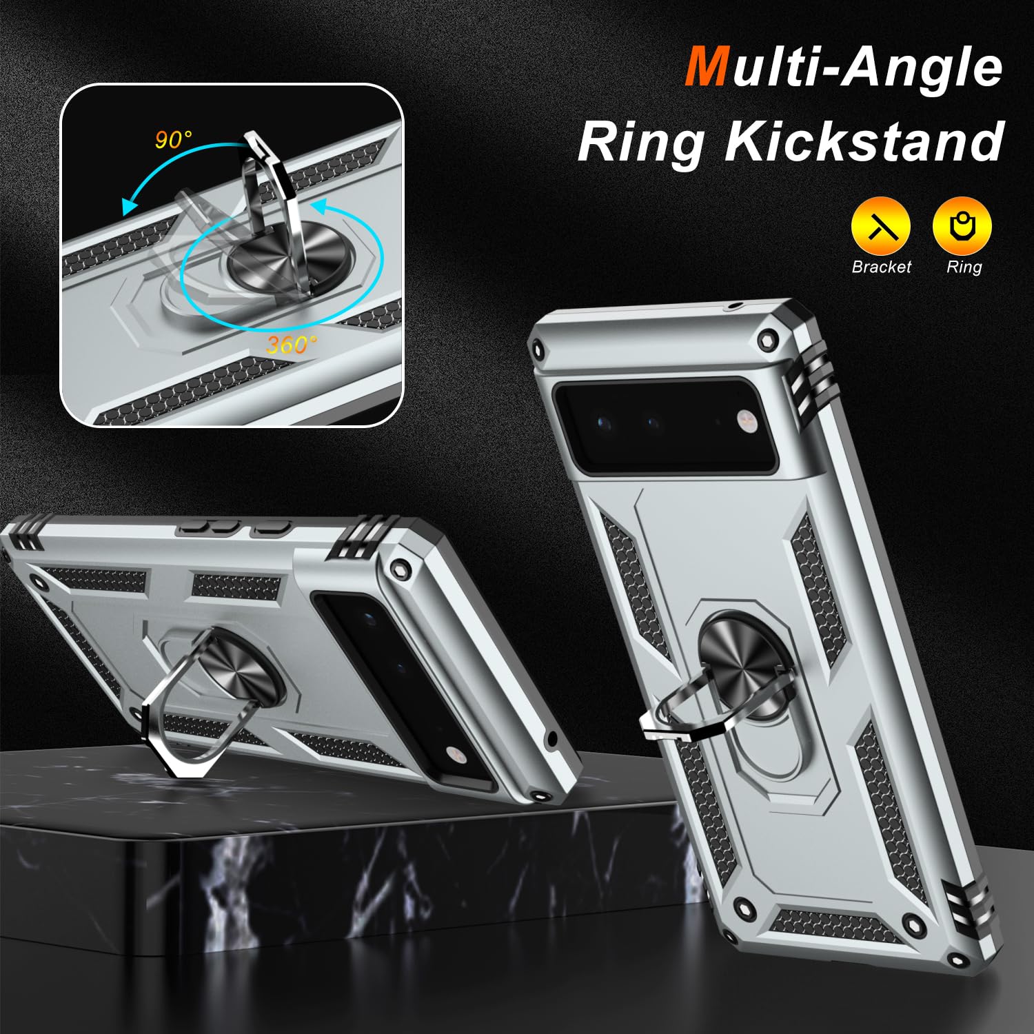 Lumarke For Google Pixel 6A Case With Screen Protector,Pass 16Ft. Drop Tested Military Grade Protective Phone Cover With Magneti