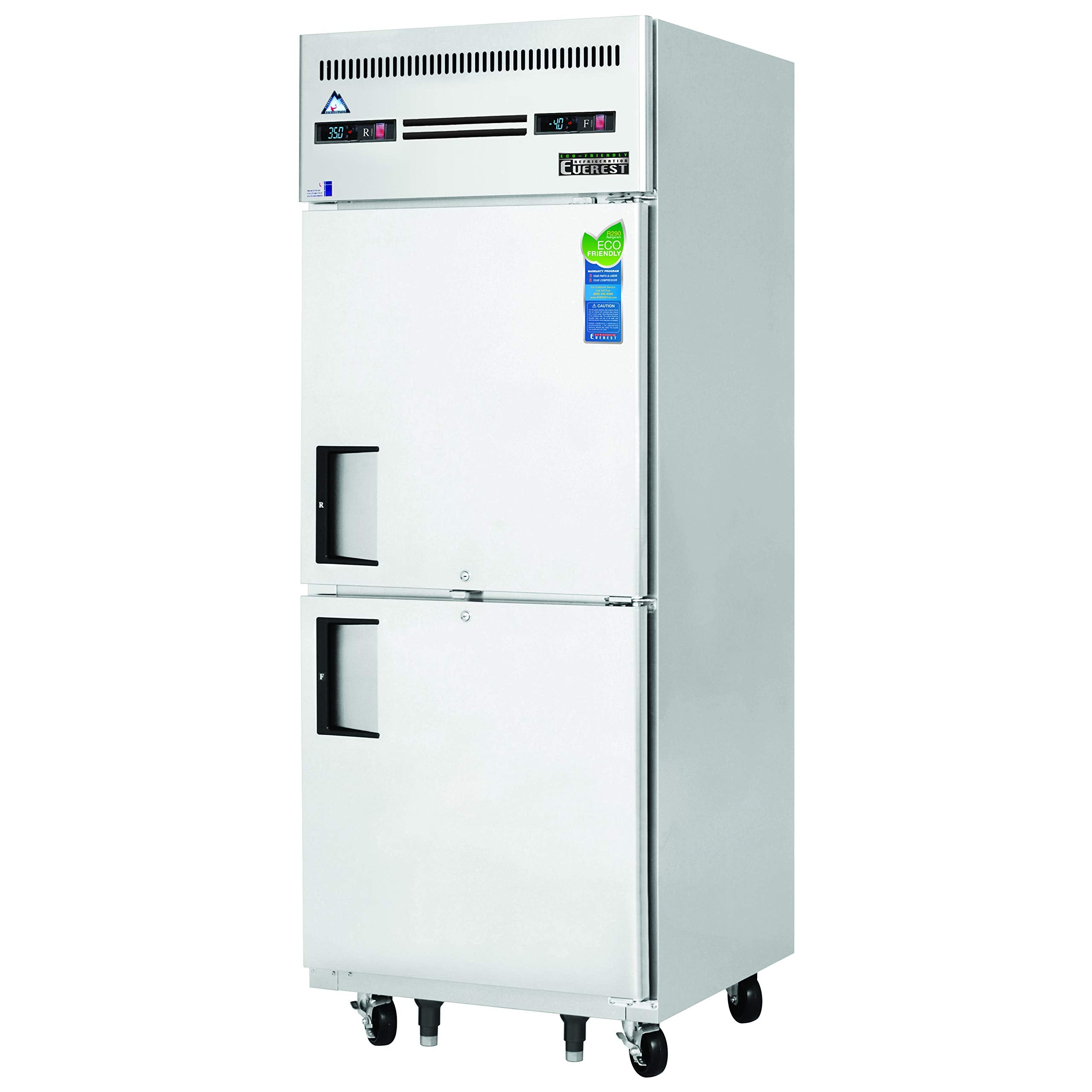 Everest Refrigeration ESRFH2 29-1/4 Two Half-Door Upright Reach-in Dual Temp Refrigerator/Freezer Combo, NSF