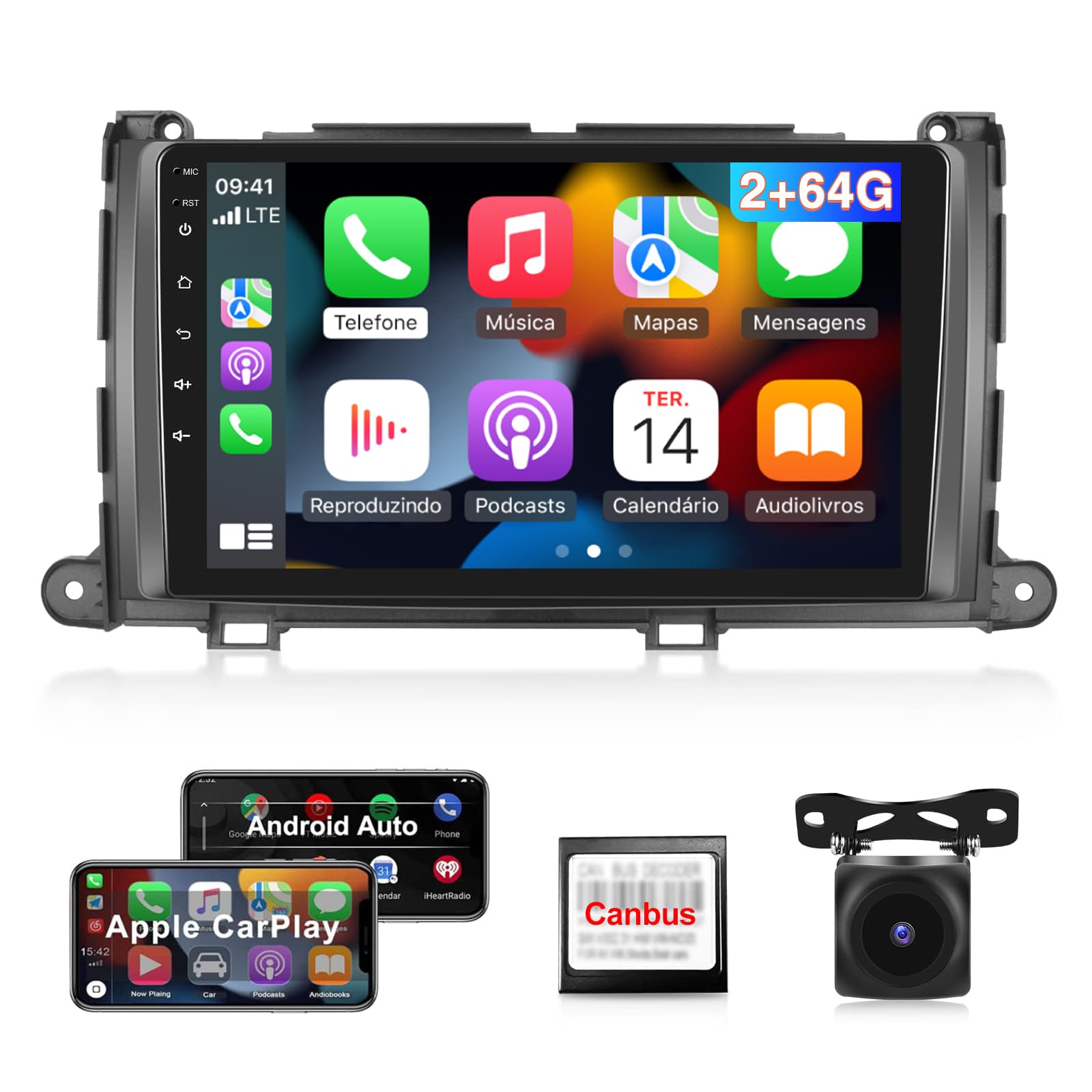 [2G+64G] Car Radio For Toyota Sienna 2011 2012 2013 2014, Android 13 Touch Screen Car Stereo, Carplay/Android Auto/1080P/Hi Fi A