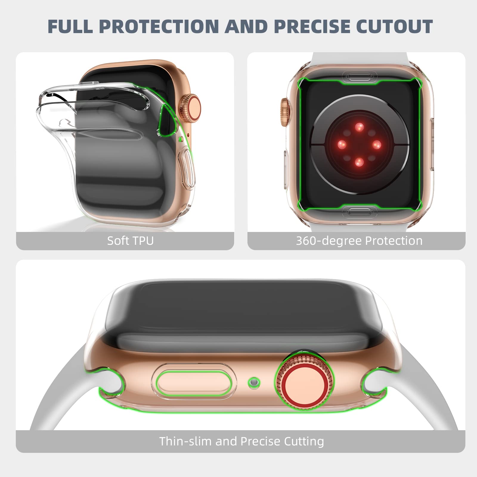 Geak 3 Pack Cover Compatible With Apple Watch 10 Screen Protector 46Mm,Soft Hd High Sensitivity Screen Protector Case With Tpu A