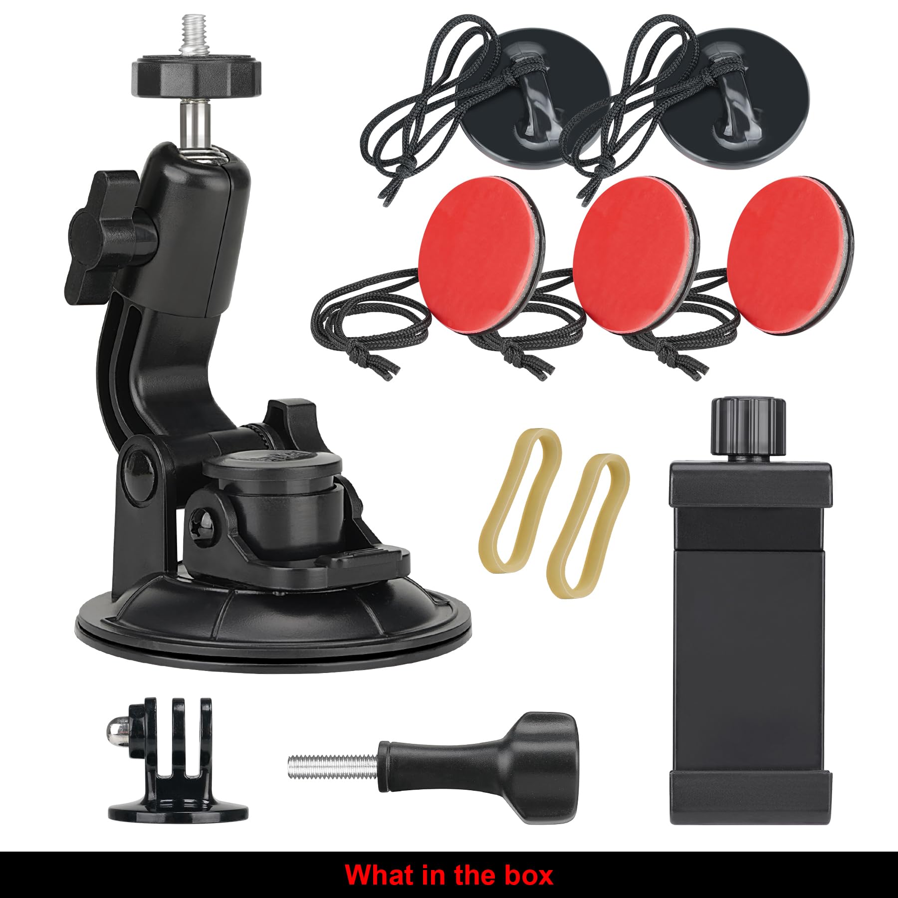 Heavy Duty F100Mm Suction Cup + Adjustable Dual Ball Head Action Camera Dash Cam Phone Car Mount Windscreen Window Cockpit Holde