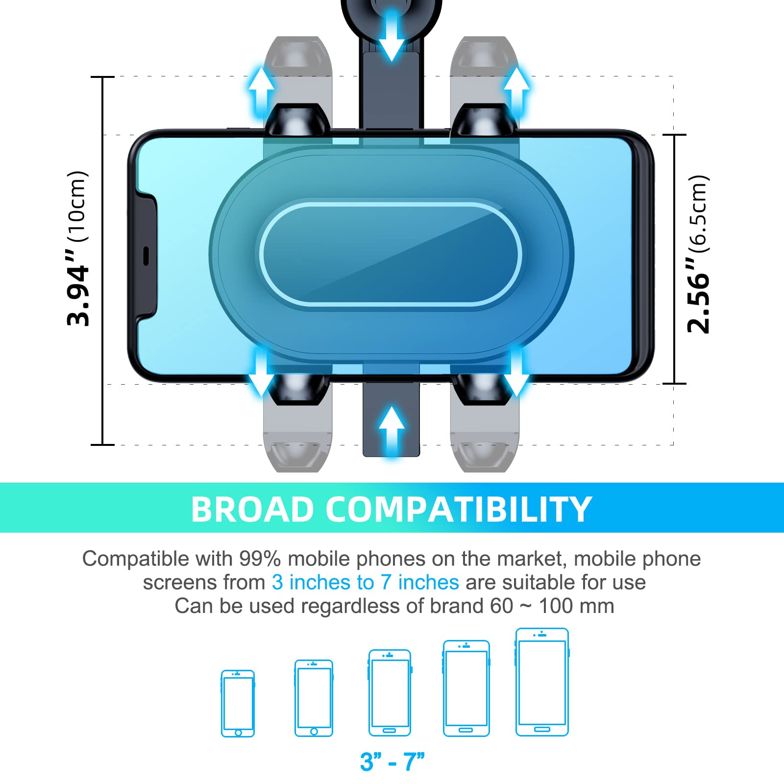 Phone Mount For Car, 360 Rotatable And Retractable Car Phone Holder Mount Free Adjustment Rear View Mirror Phone Holder For Car