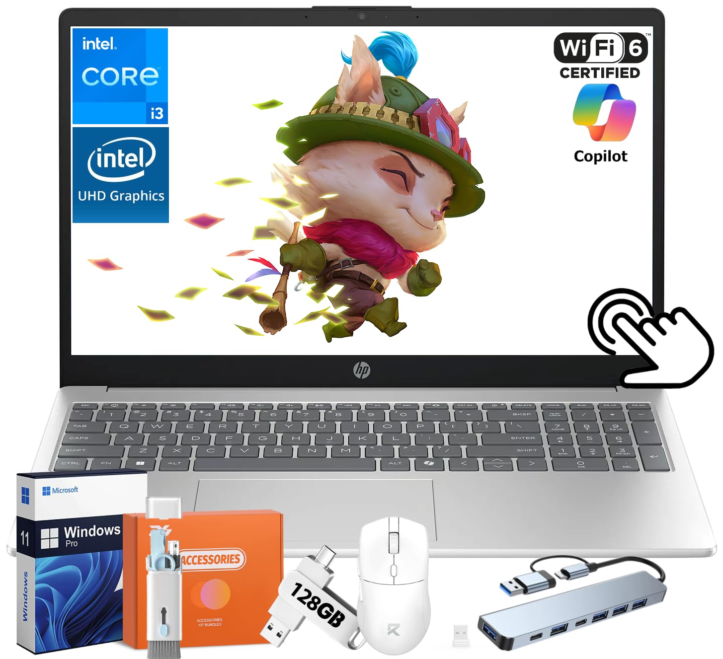 HP 2025 15.6 Touchscreen Laptop, 250-Nits Anti-Glare Display, 13th Intel Processor, 64 GB RAM, 2 TB SSD, Intel UHD Graphics, Wi-