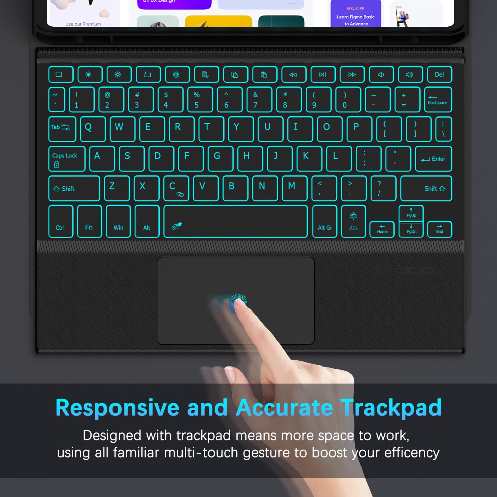 Doohowcase Backlit Bluetooth Keyboard Case Touch For Lenovo Tab M11 11 Inch 2024, Keyboard With Trackpad With 7 Color Backlit An