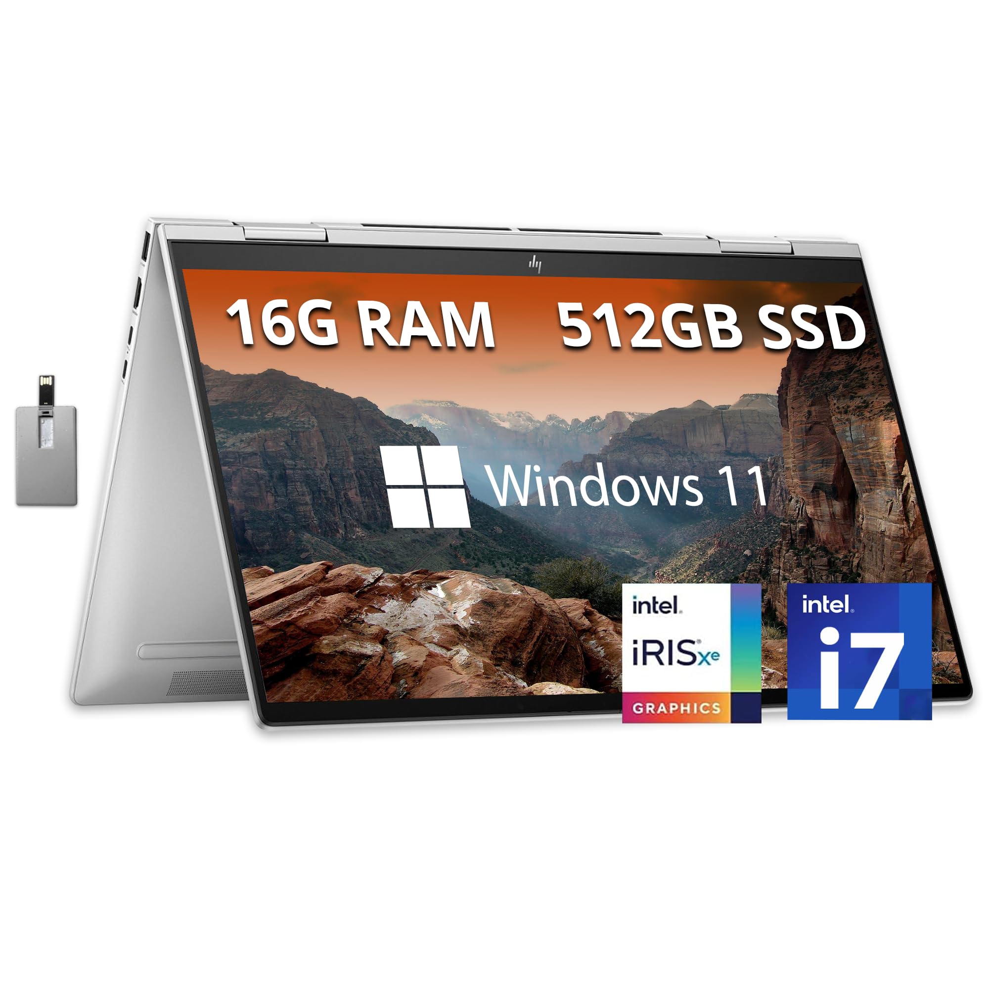 Hp Envy X360 2-In-1 15.6'' Fhd Touchscreen Laptop, Intel I7-1355U, 16Gb Lpddr5 Ram, 512Gb Pcie Ssd, Intel Iris Xe Graphics, Back