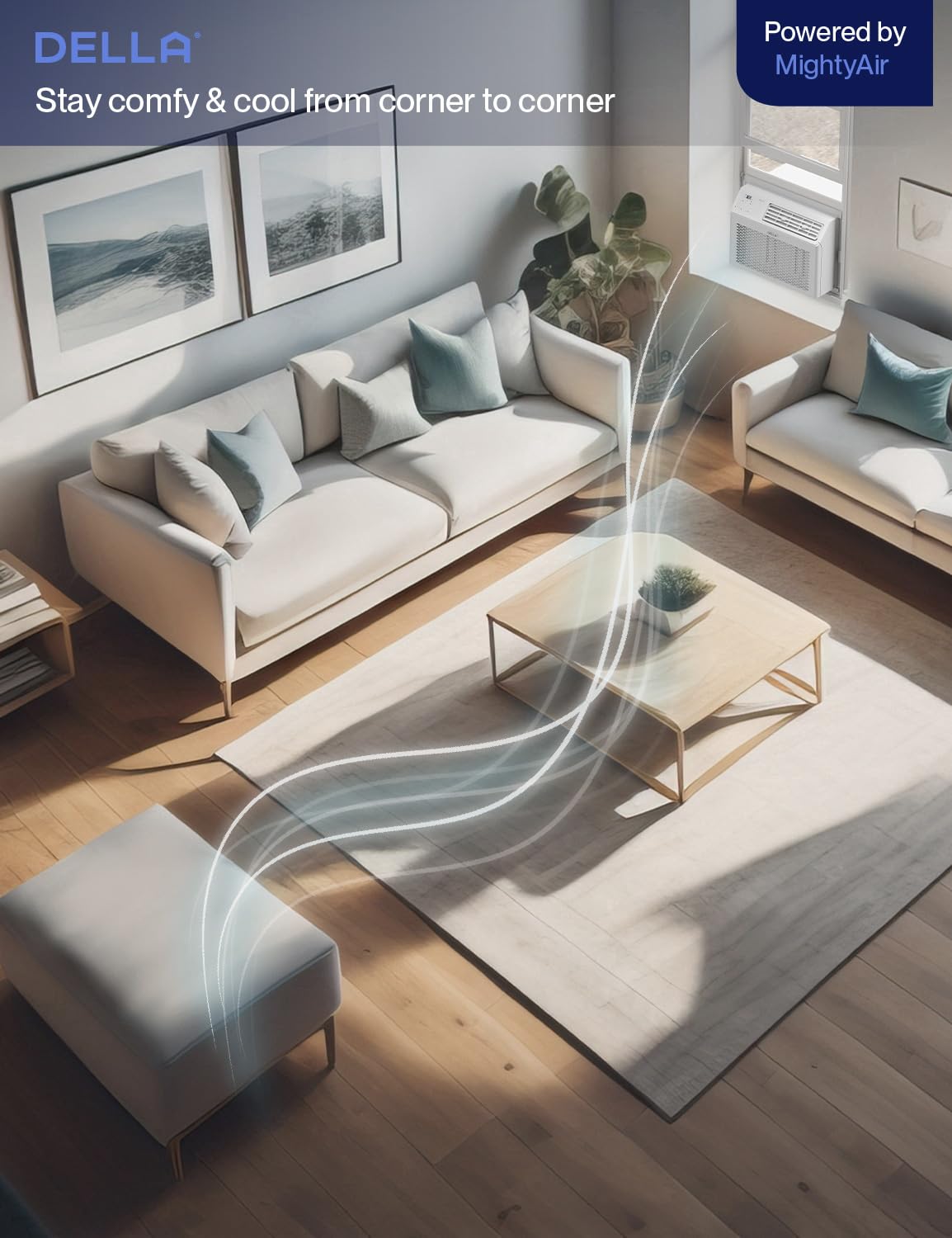 Della 14,000 Btu Window Air Conditioner, Work With Alexa, Cools Up To 700 Sq. Ft., Geo Location, Remote/App Control, Dehumidifie