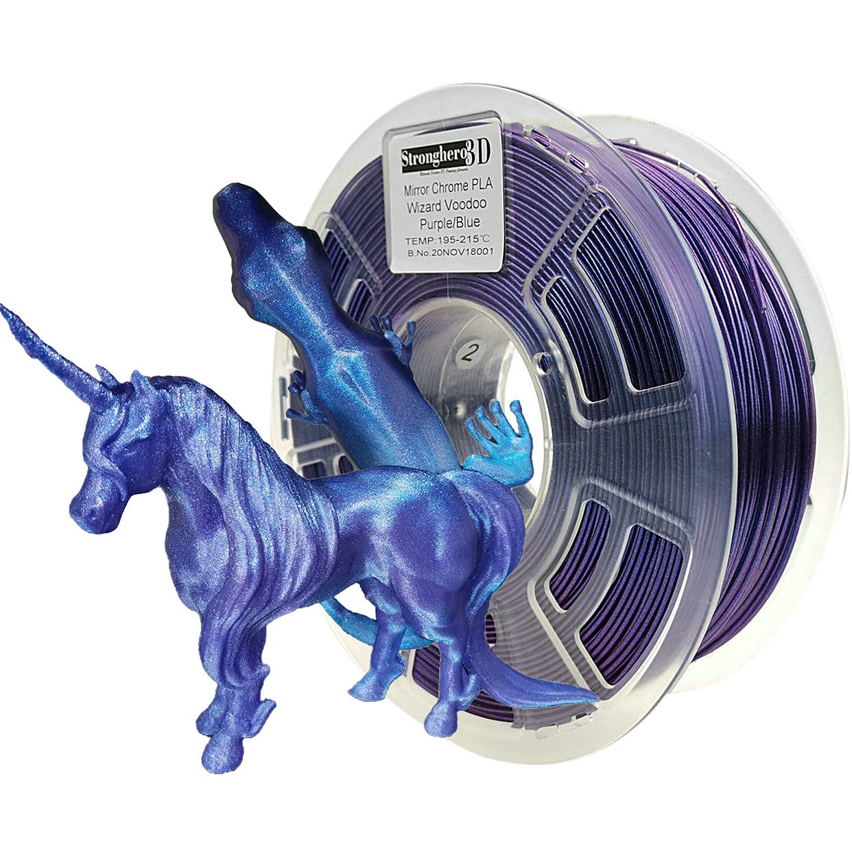 Stronghero3D Pla 3D Printer Filament 1.75Mm,Chameleon Changing Colors With Light,Purple Blue Dual Colors Filament,Accuracy +/ 0.