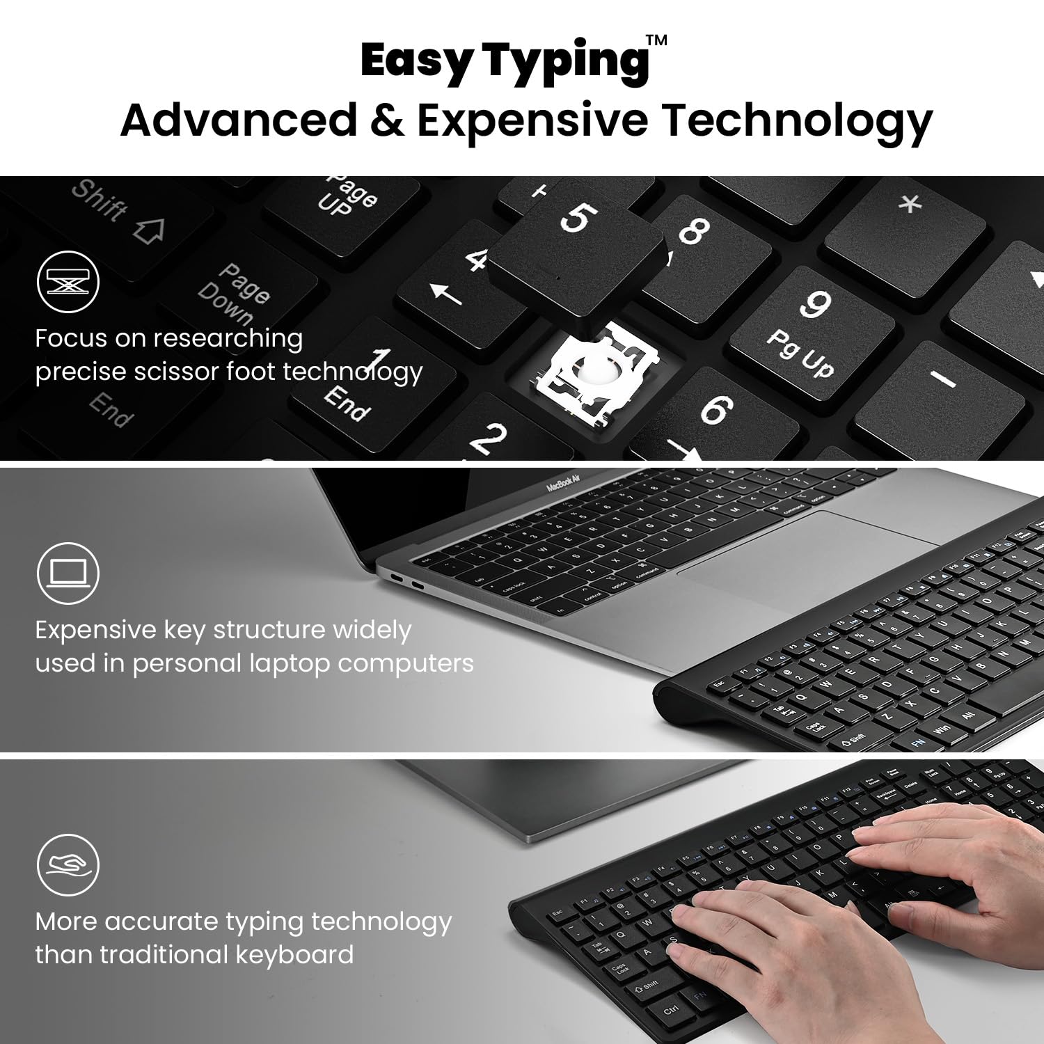 Cimetech Easytyping Kf10 Wireless Keyboard And Mouse Combo, [Silent Scissor Switch Keys][Labor Saving Keys]Ultra Slim Wireless Computer Keyboard And Mouse, Easy Setup For Pc/Laptop/Mac/Windows   Black