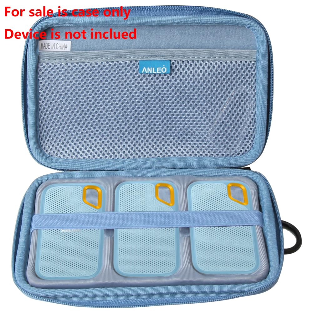 Anleo Hard Travel Case For Sandisk 500Gb / 250Gb / 1Tb / 2Tb Extreme Portable Ssd (Sky Blue, Case For 3 Hard Drives)